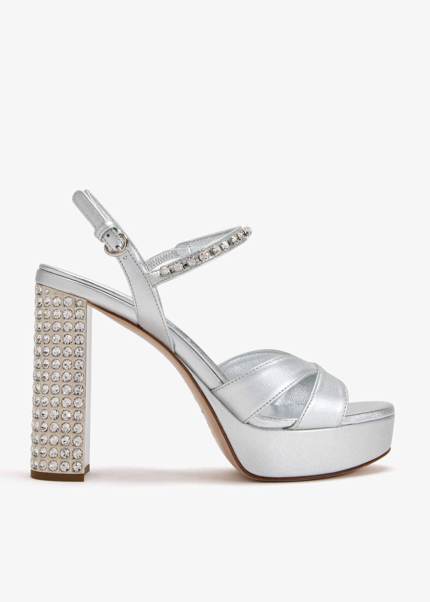 

Nappa leather platform sandals, Silver