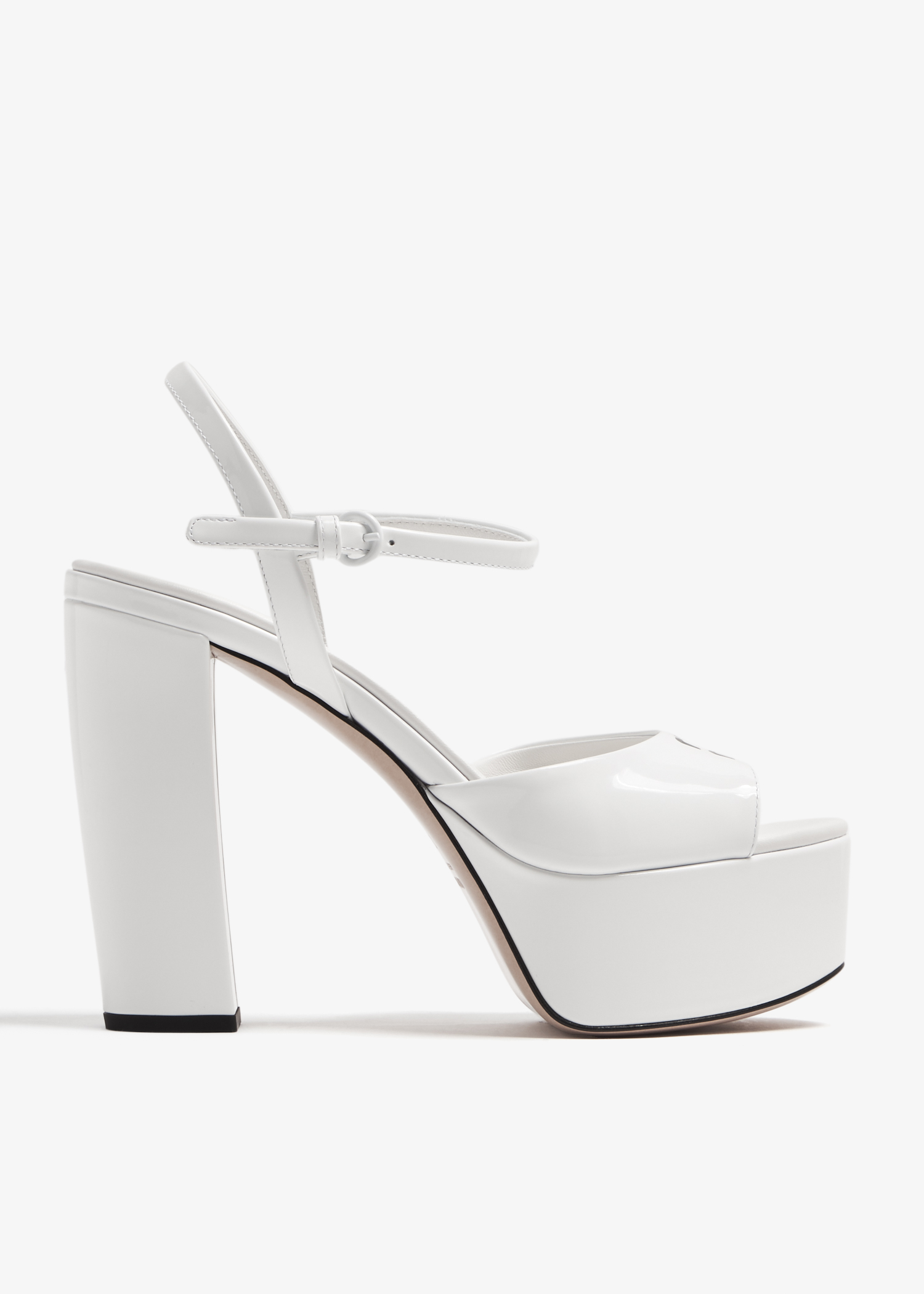 

Patent leather platform sandals, White