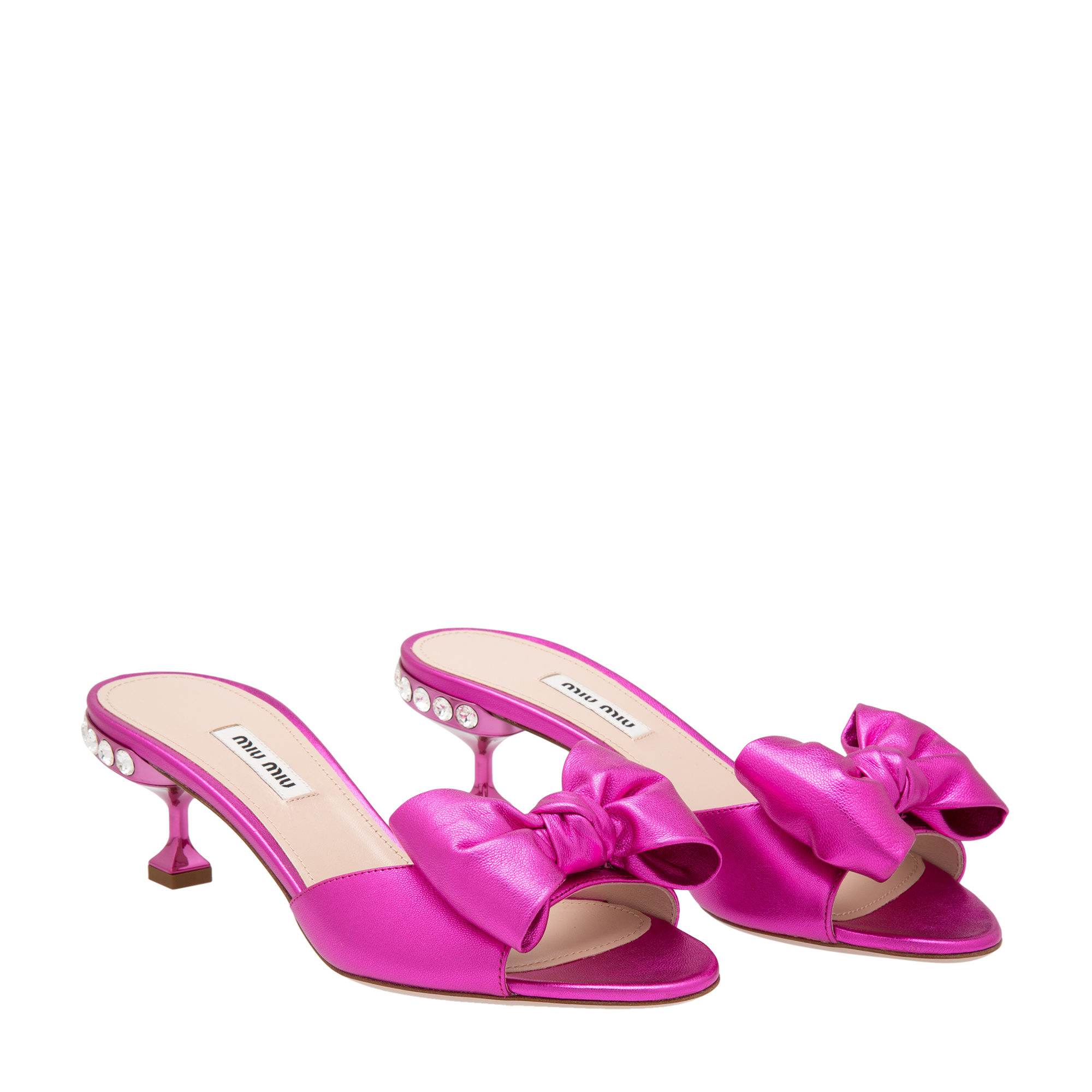 

Satin bow mules, Pink