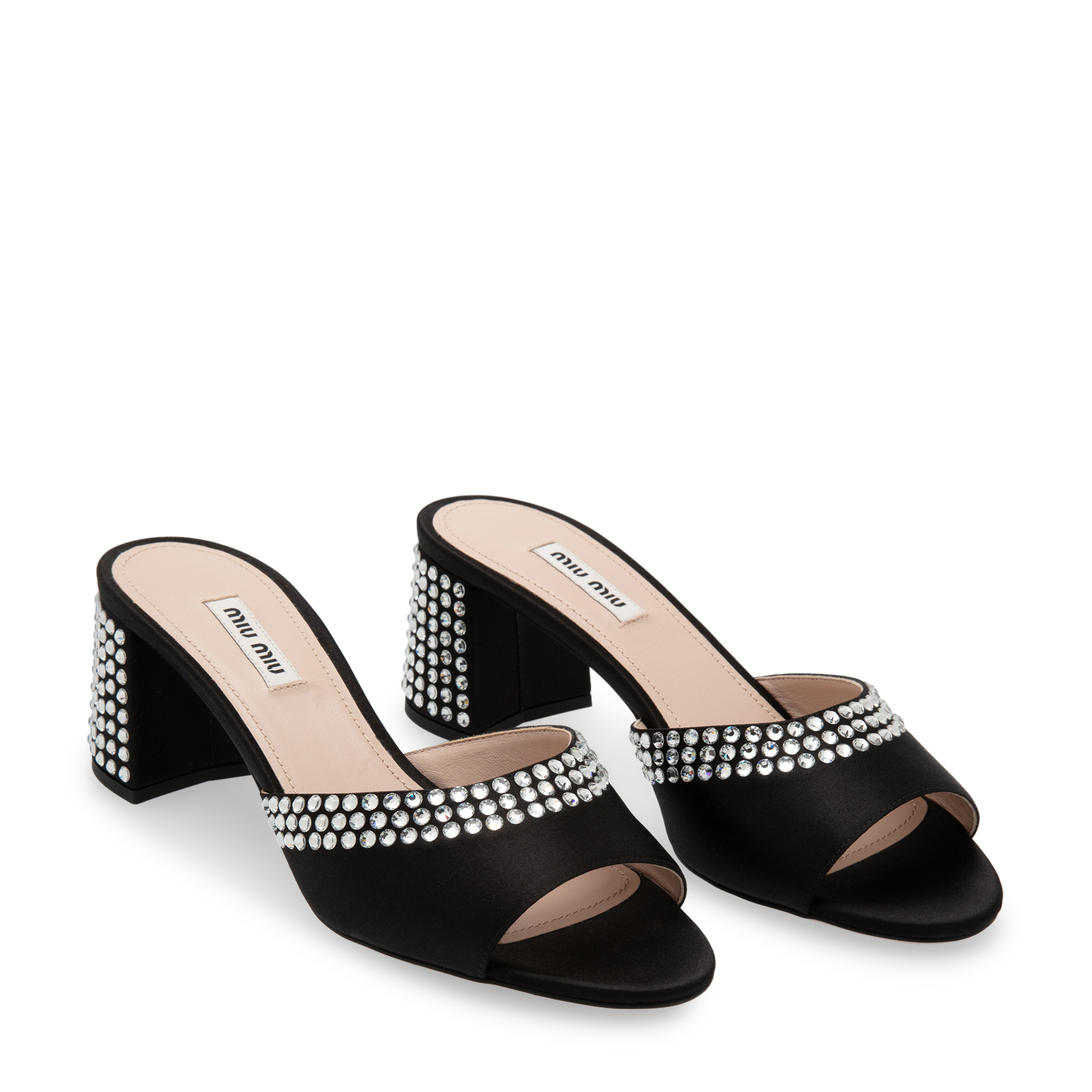 

Crystal satin sandals, Black