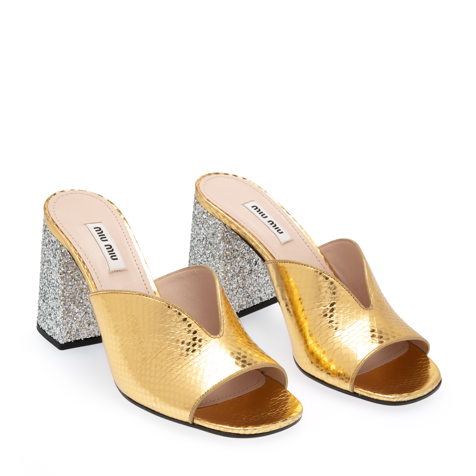 

Metallic mules, Gold