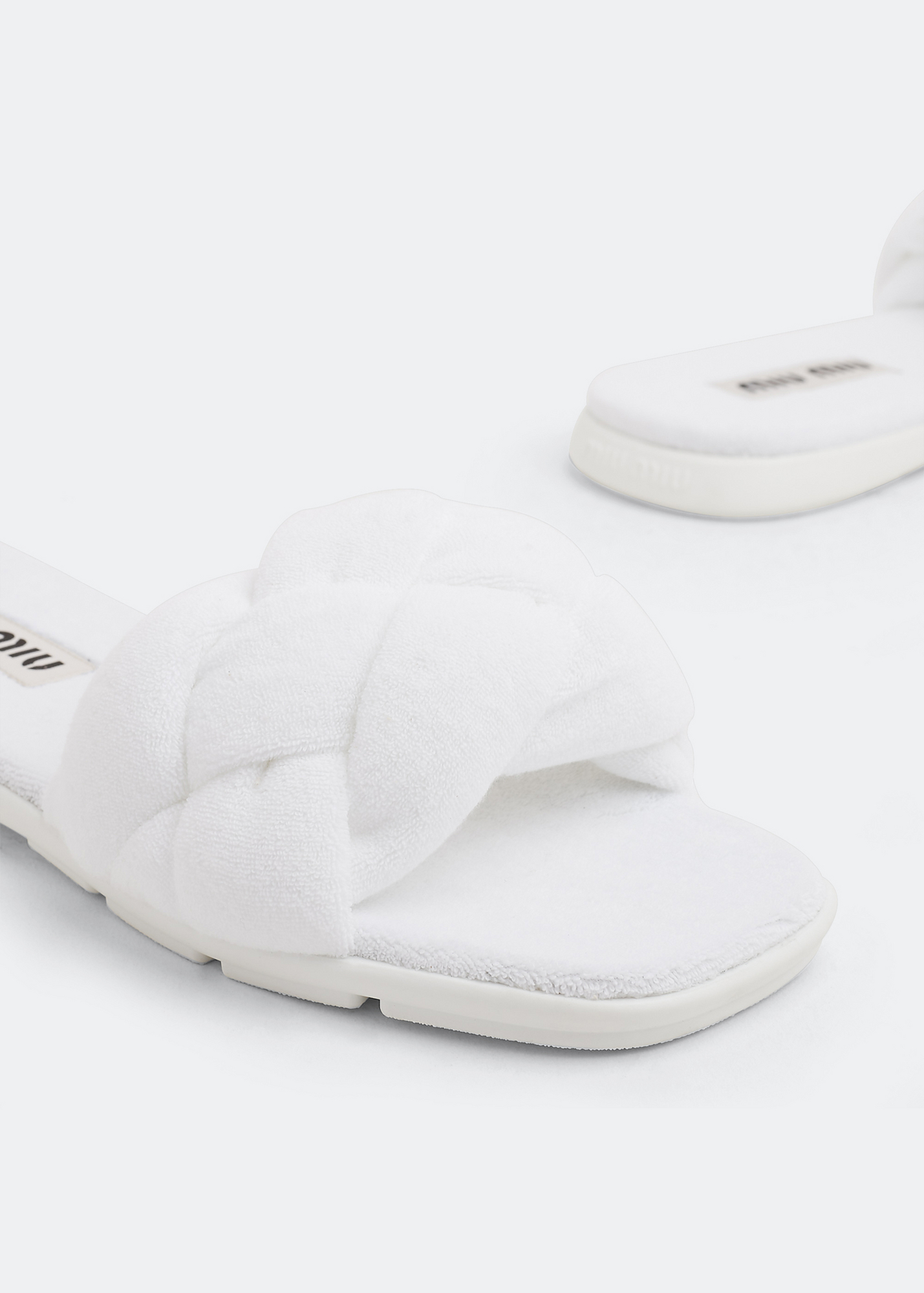 

Braided terry sandals, White