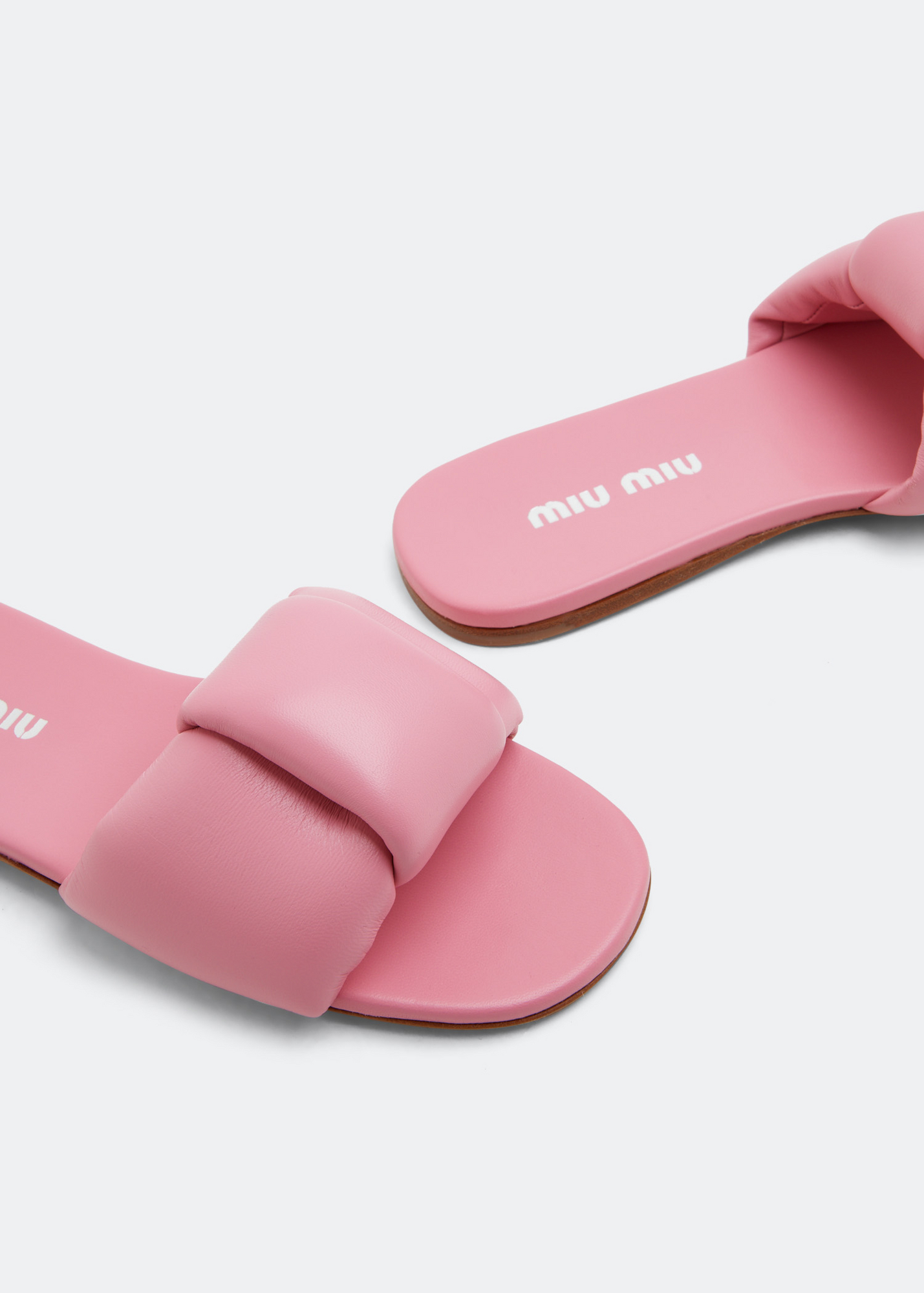 

Puffy nappa leather slides, Pink