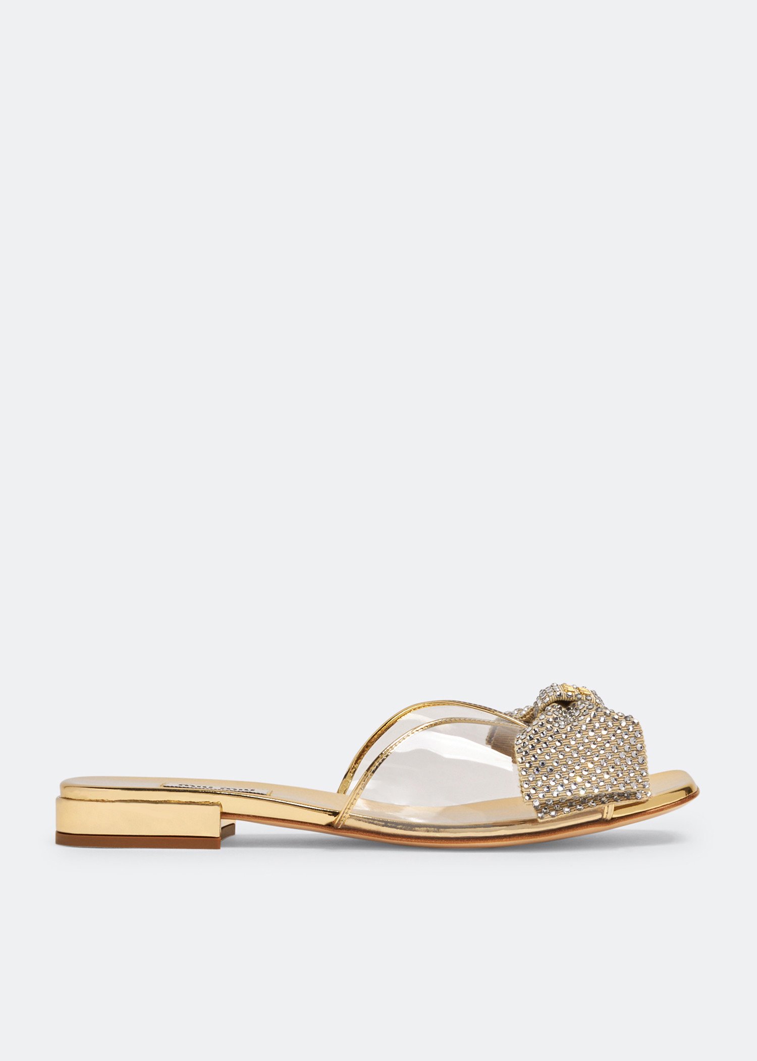 

Crystal-embellished bow sandals, Gold