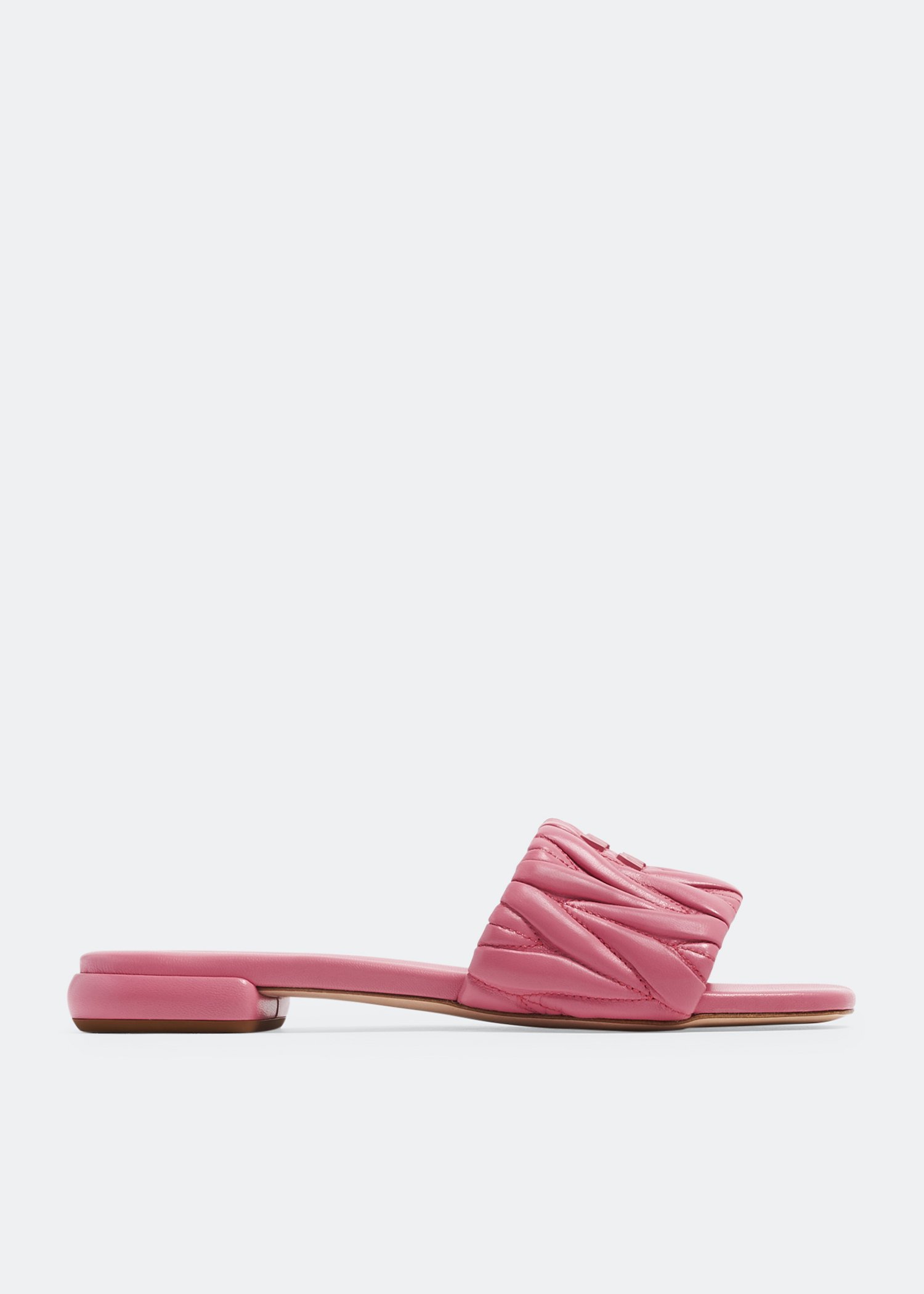 

Matelassé leather slide sandals, Pink