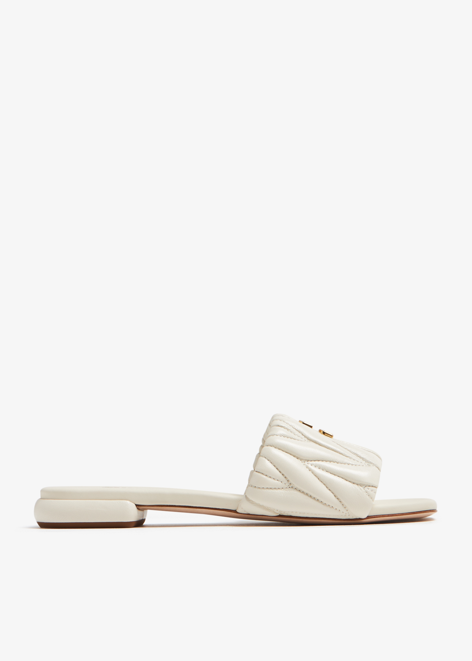 

Matelassé leather slide sandals, White