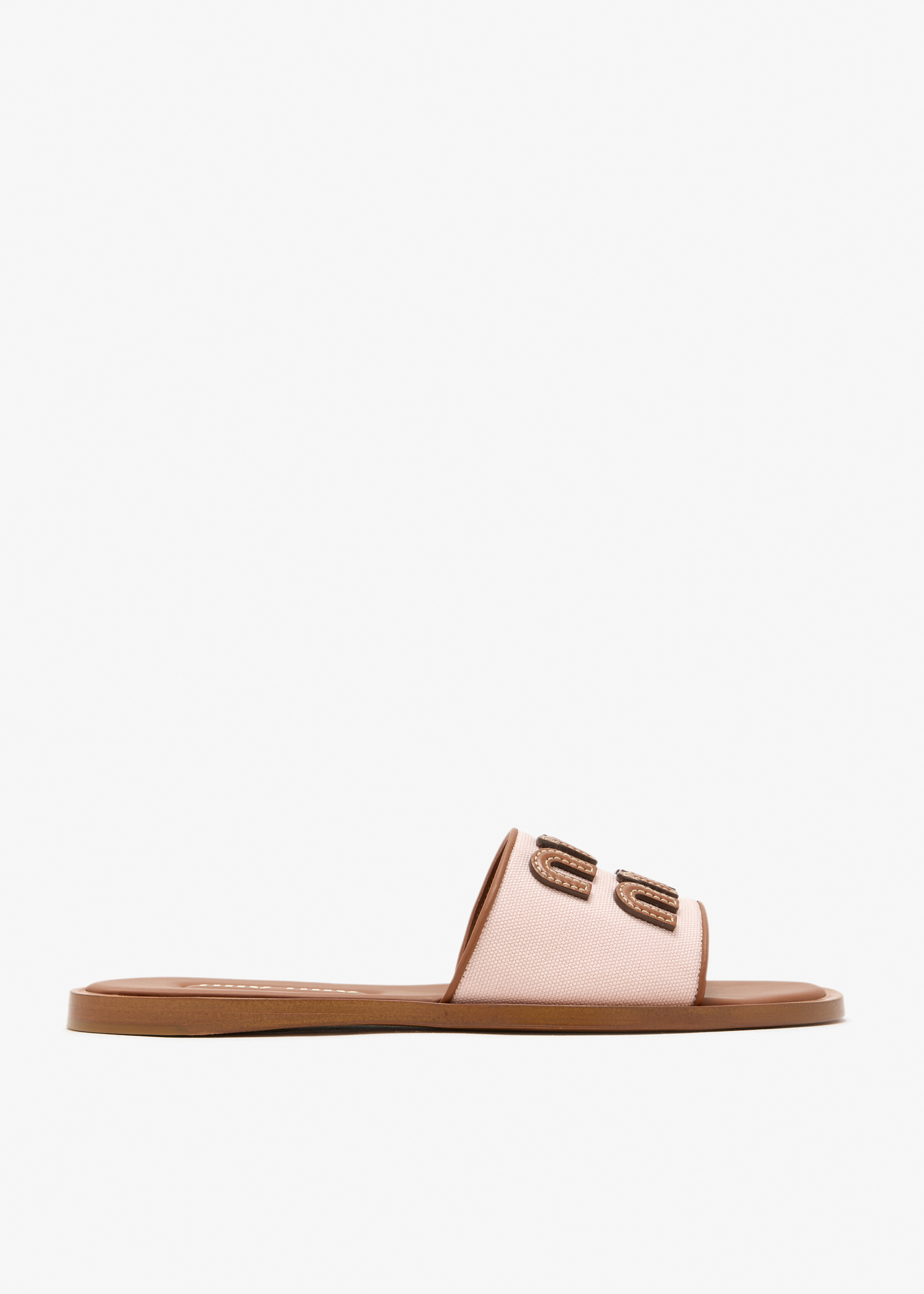 

Canvas and leather slide sandals, Pink