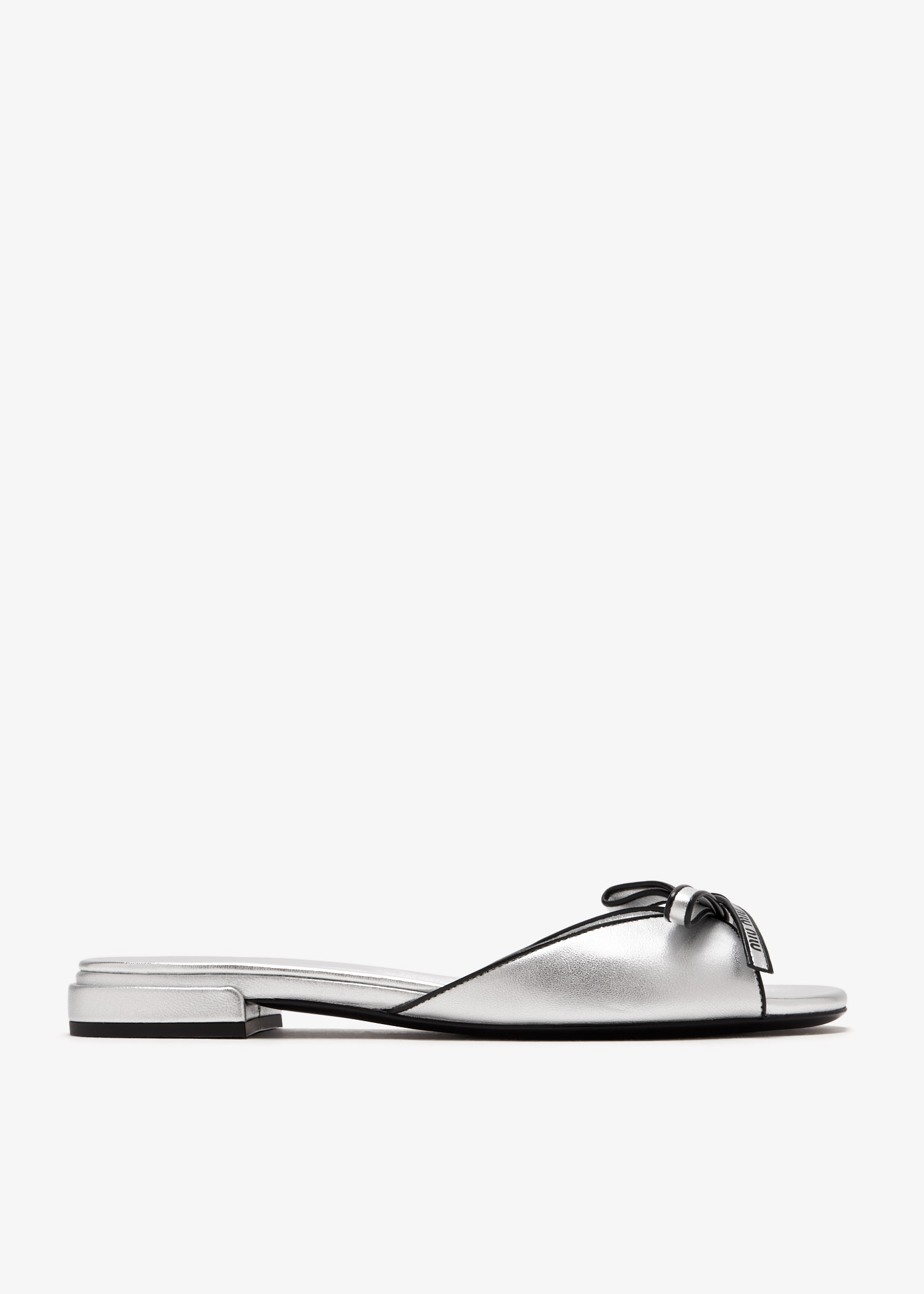 

Mordoré nappa leather bow flat sandals, Silver