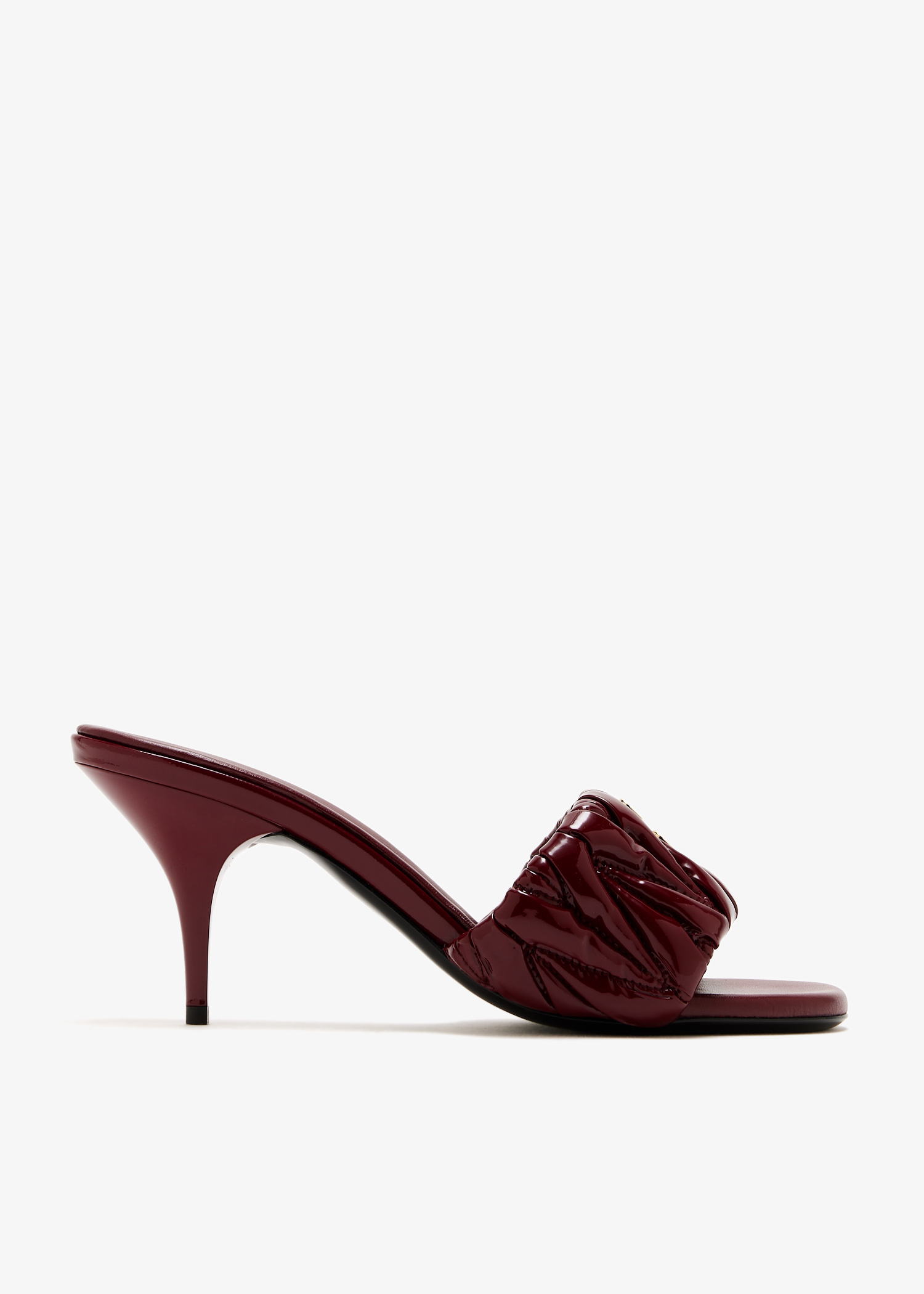 

Matelassé patent nappa leather mules, Burgundy