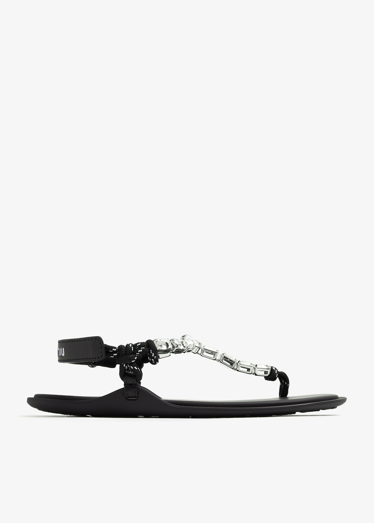 

Crystal cord thong sandals, Black