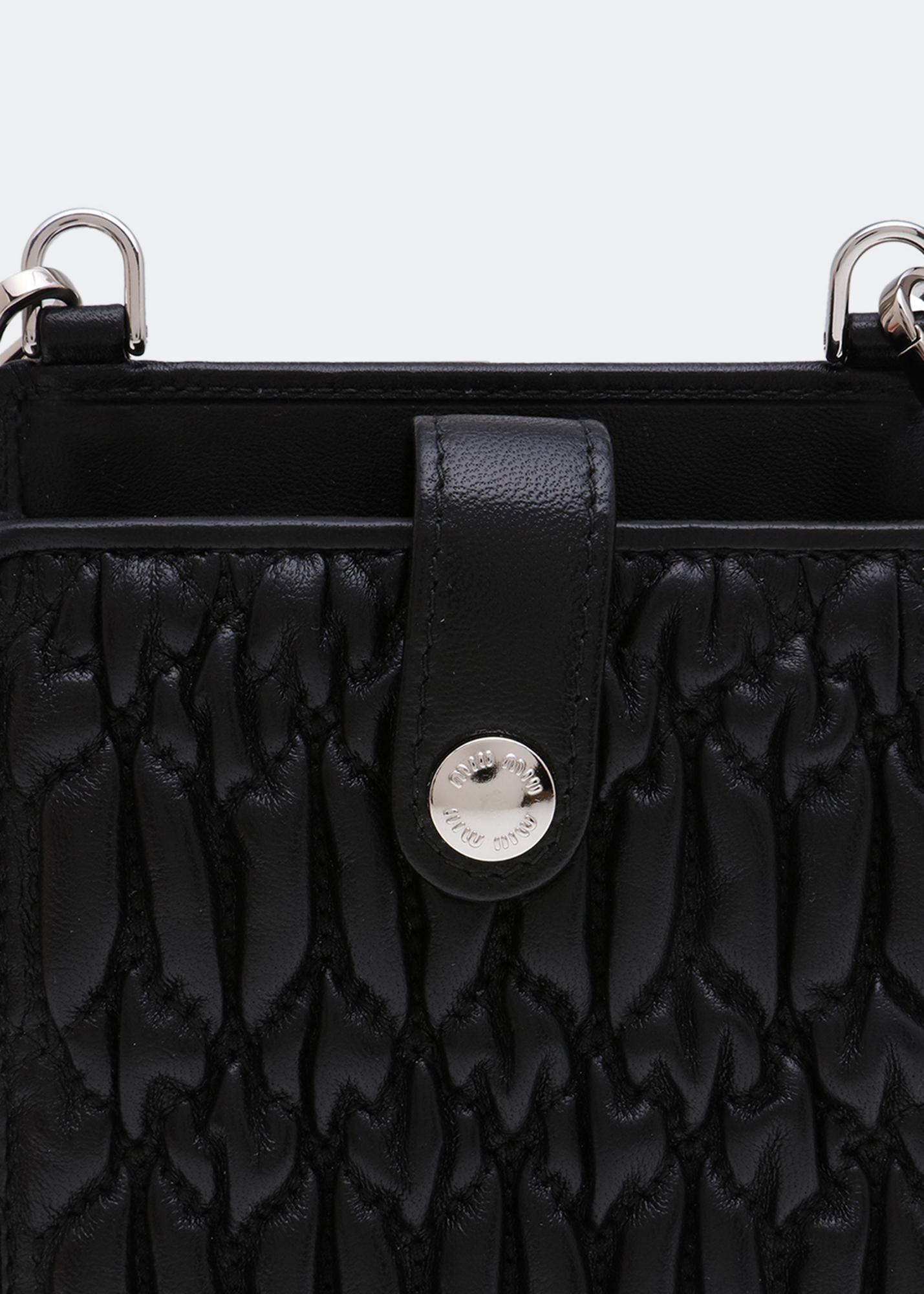 

Matelassé leather badge holder, Black