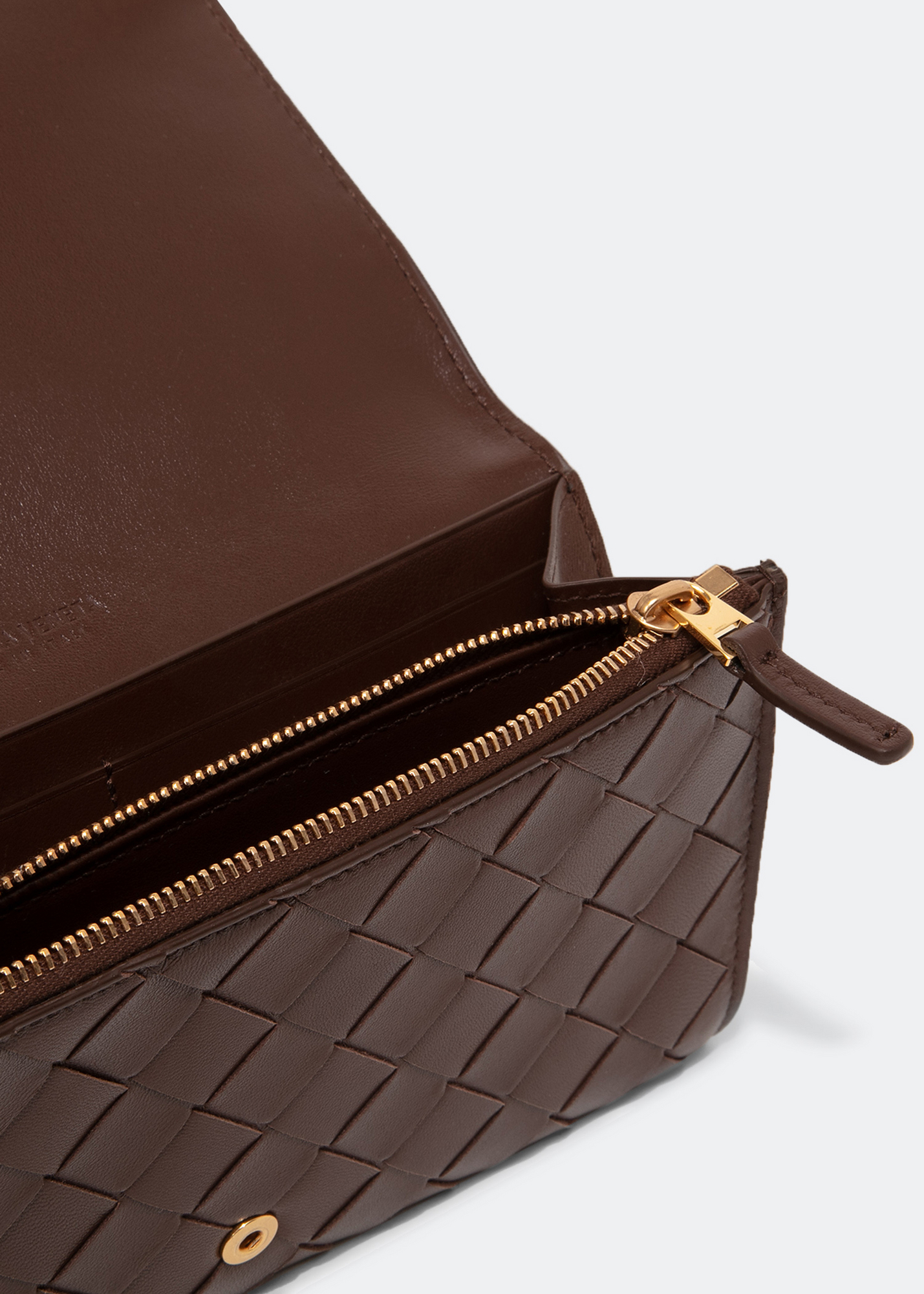 

Intrecciato continental wallet, Brown