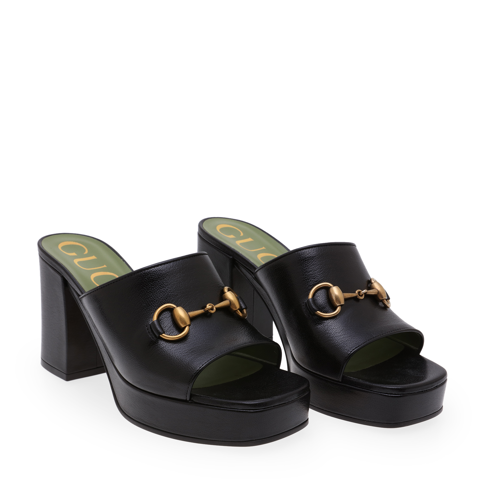 

Leather platform sandals, Black