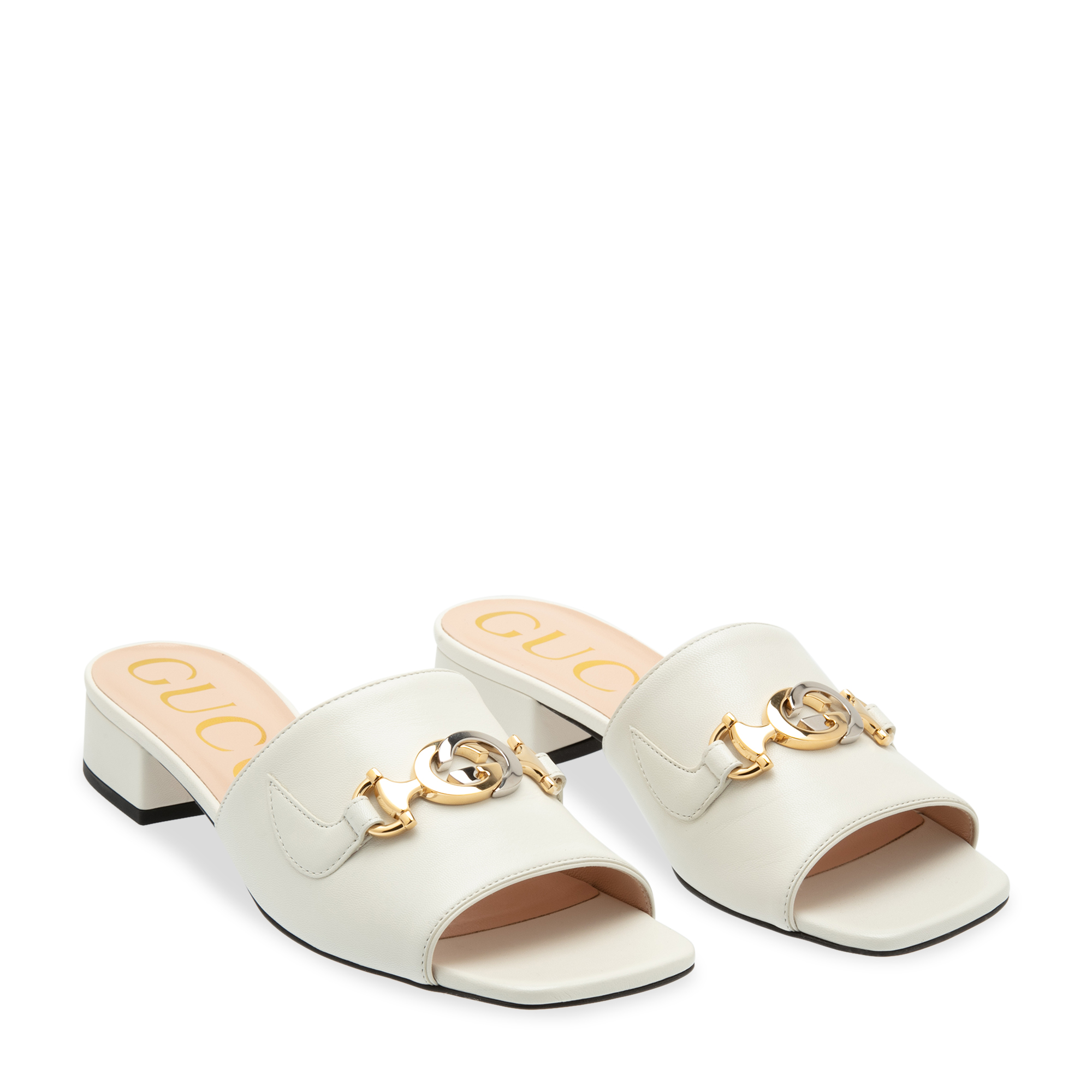 

Zumi leather slides, White