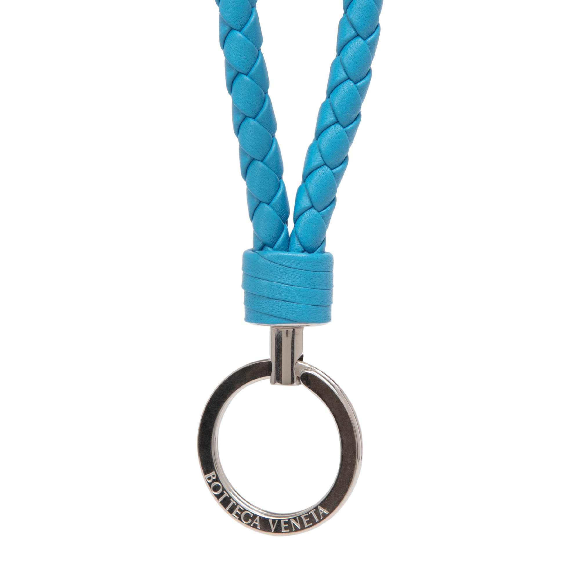 

Intrecciato-woven leather keyring, Blue