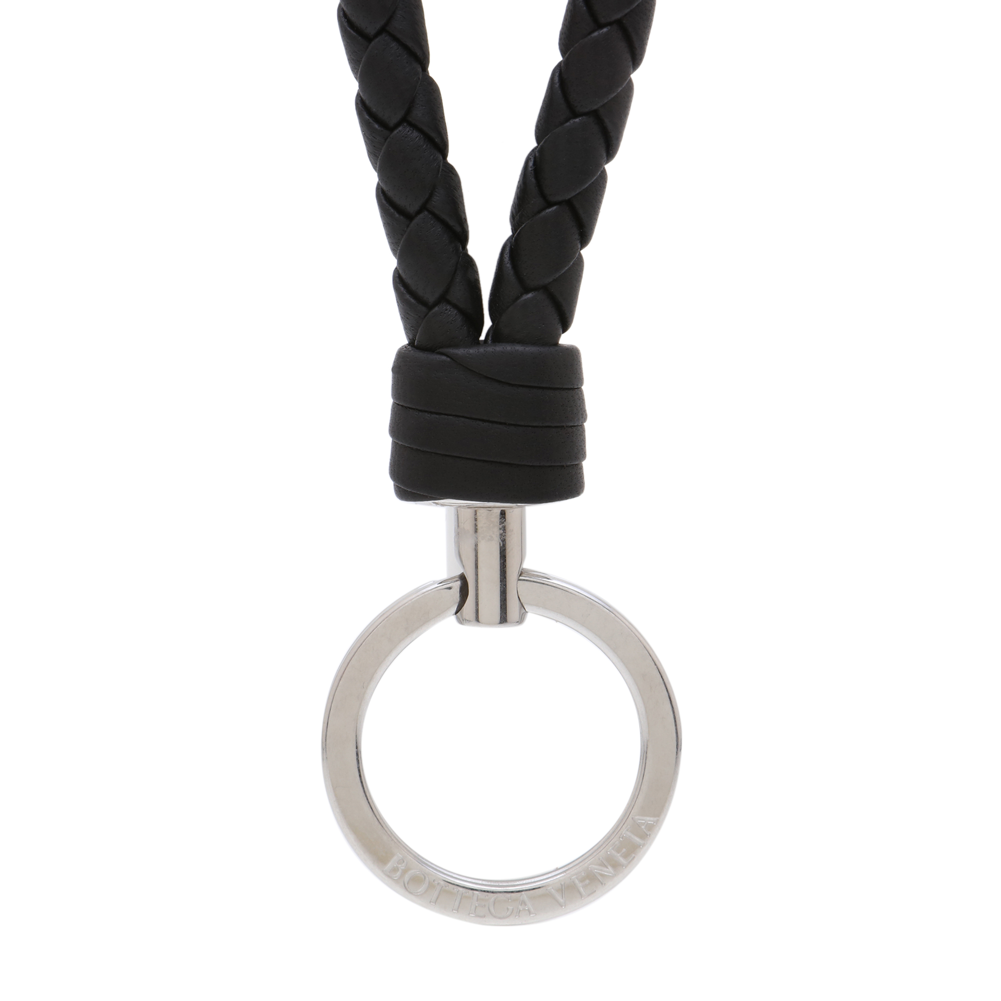 

Intrecciato-woven leather key ring, Black
