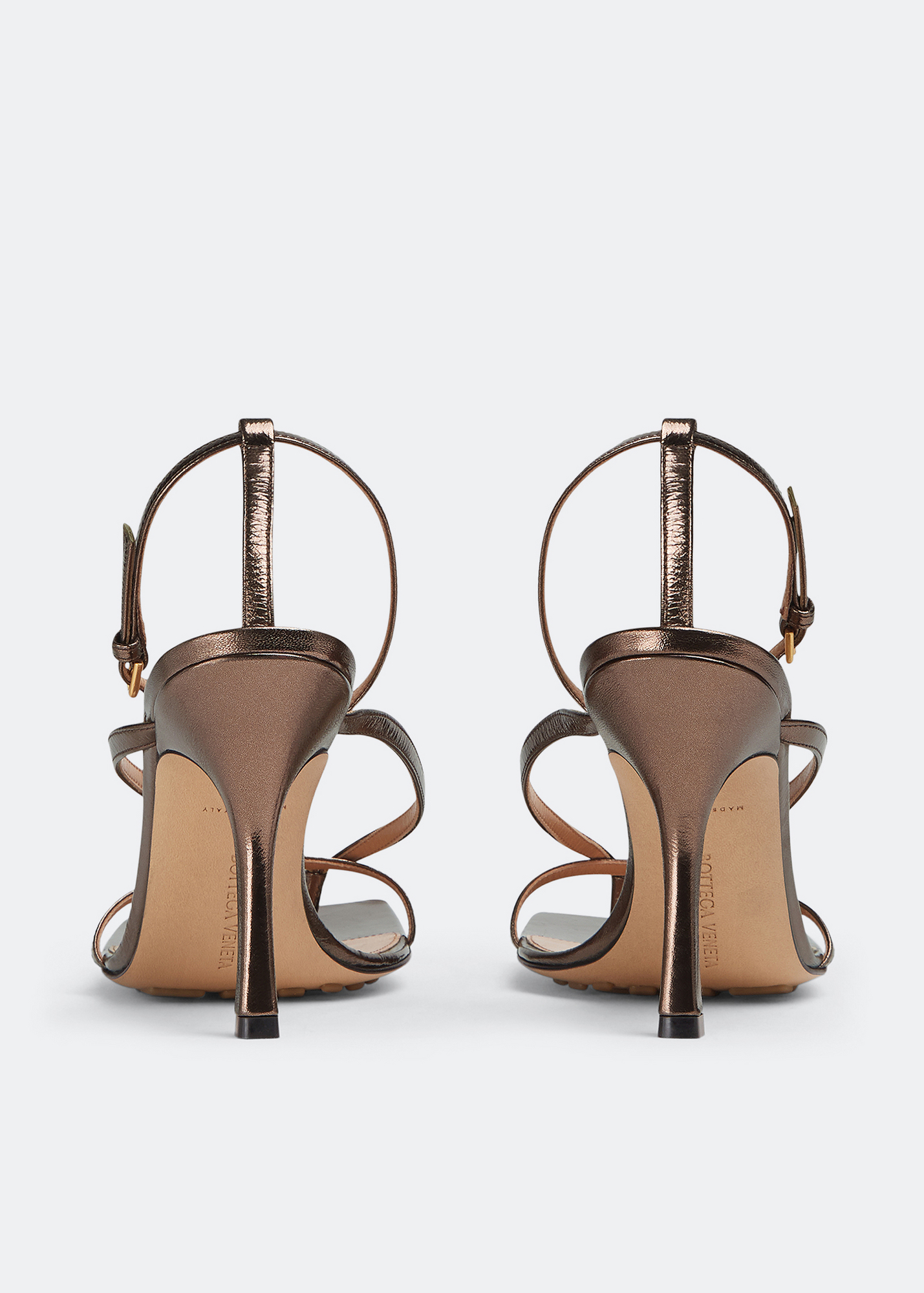 

Stretch strap sandals, Metallic