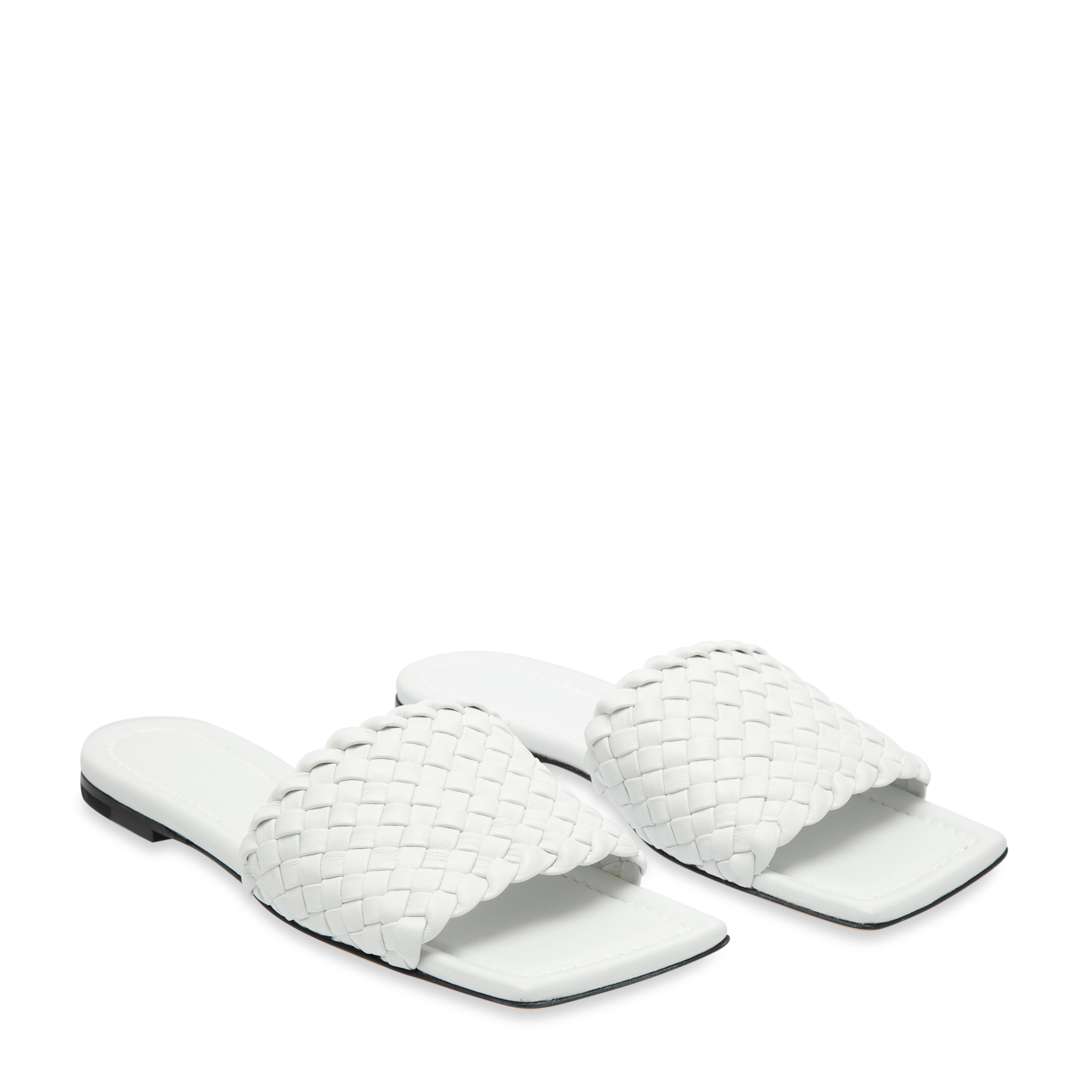 

Intrecciato leather flat sandals, White