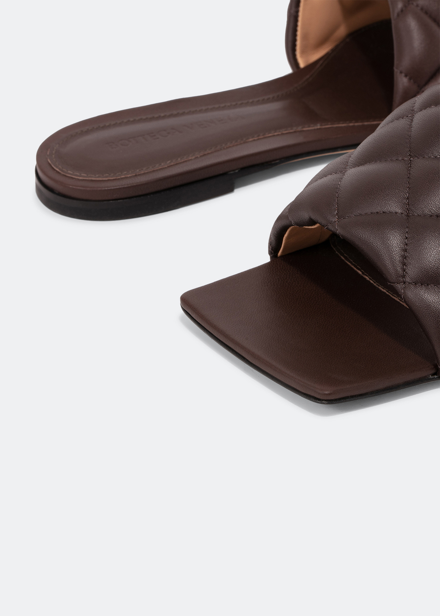 

Padded leather flat sandals, Brown
