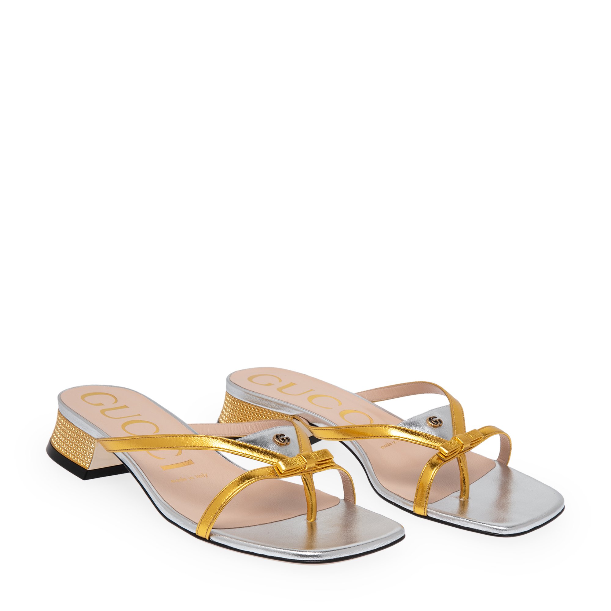 

Leather thong sandals, Gold