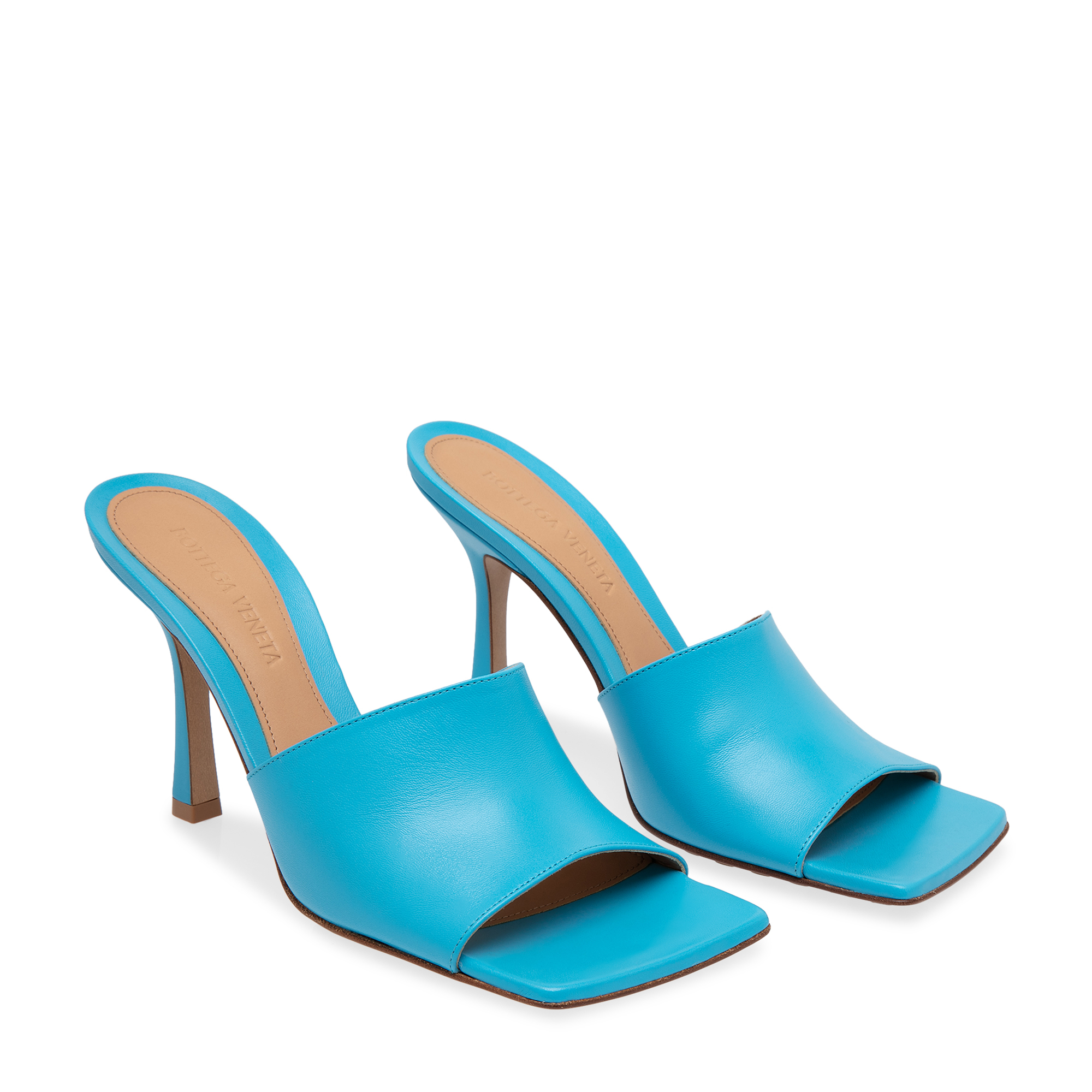 

Stretch leather mules, Blue