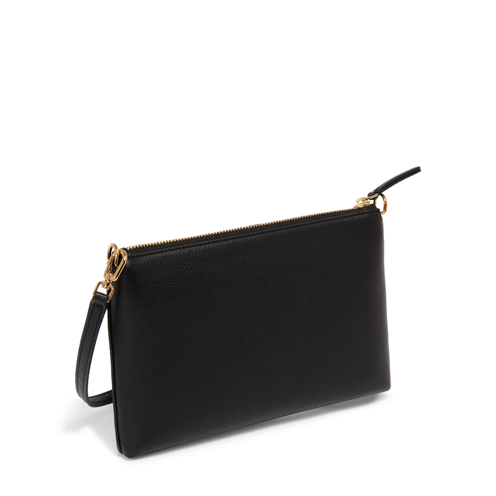 

Kira pebbled top-zip crossbody, Black