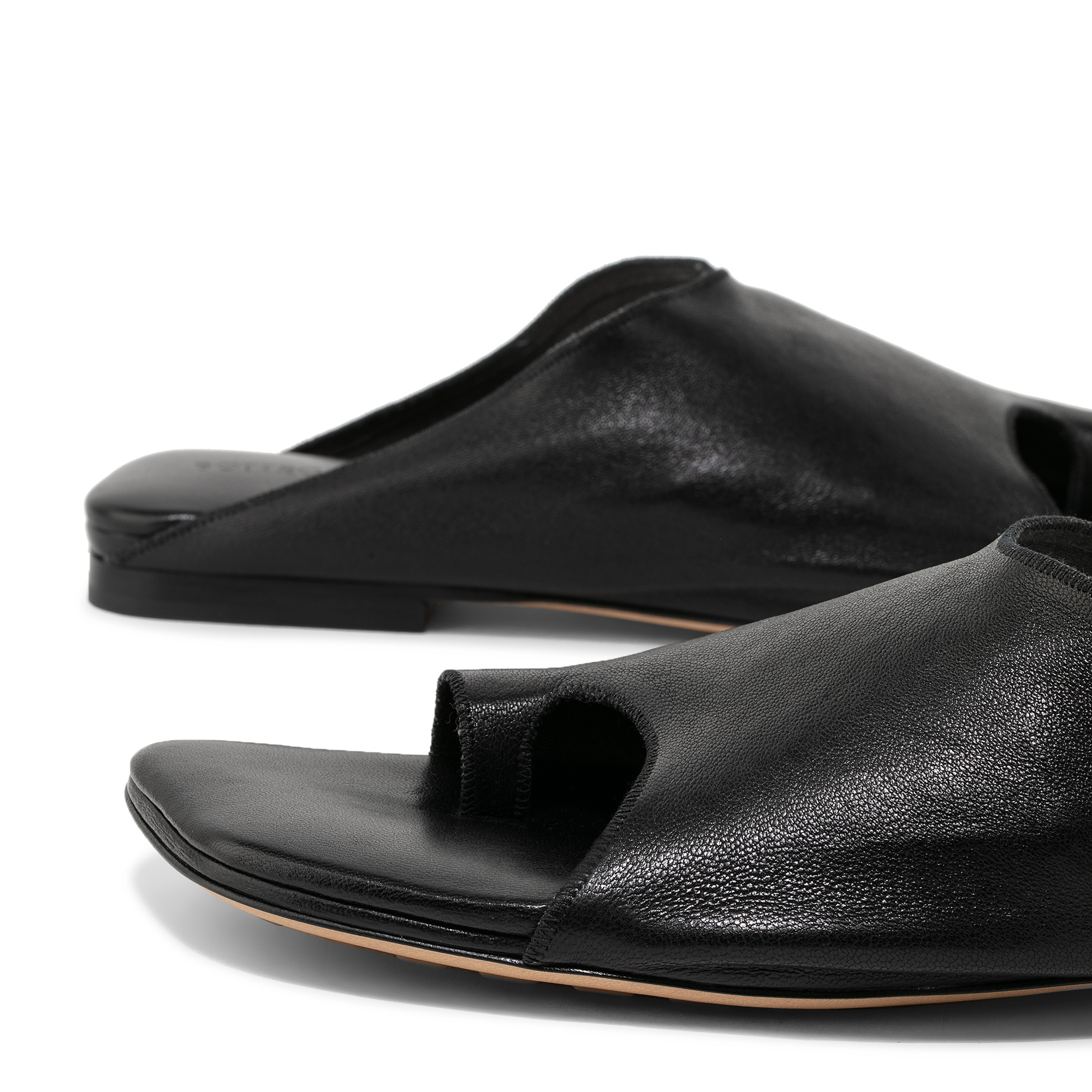 

Leather flat sandals, Black