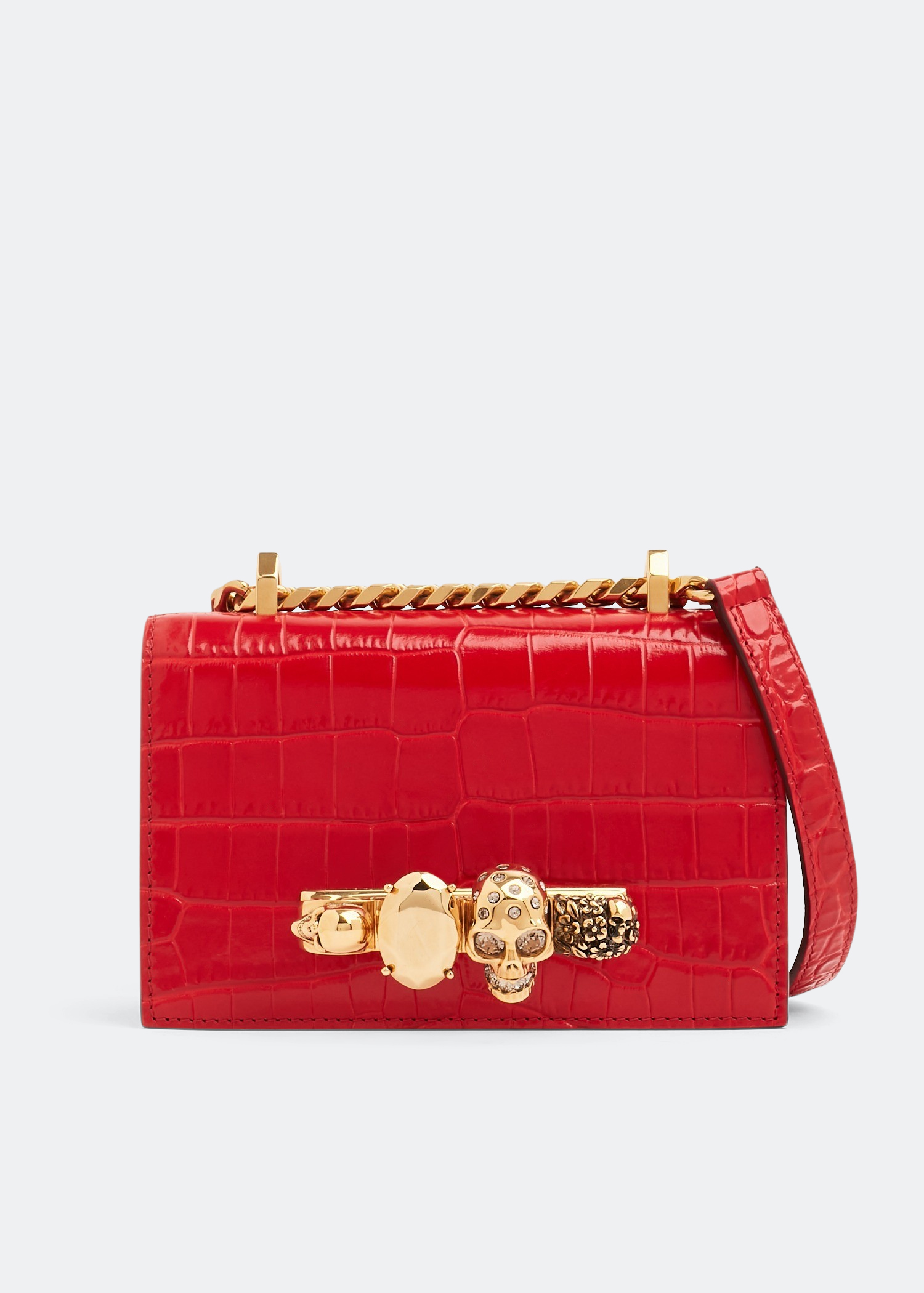 

Mini jewelled satchel, Red