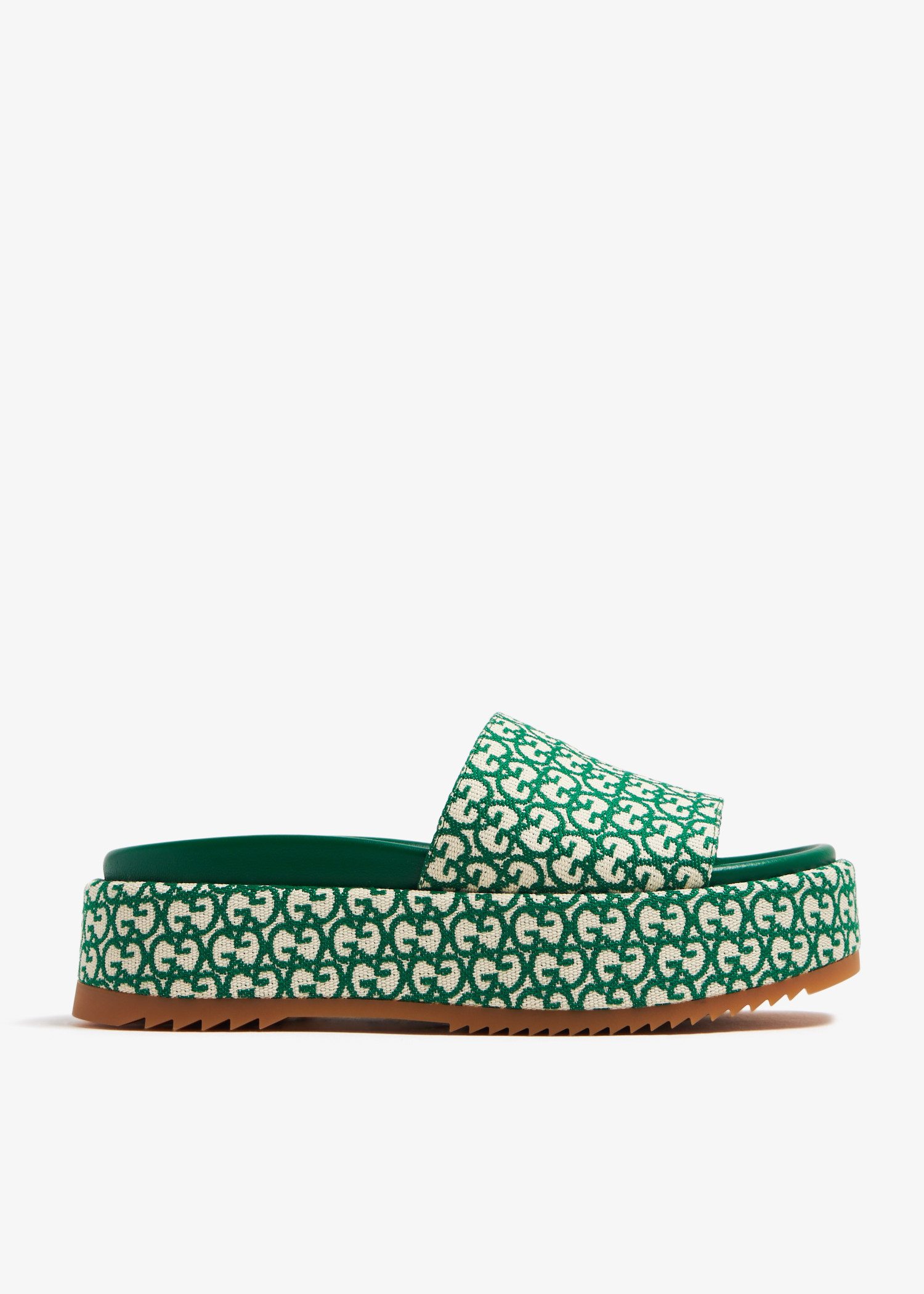 

Platform slide sandals, Green