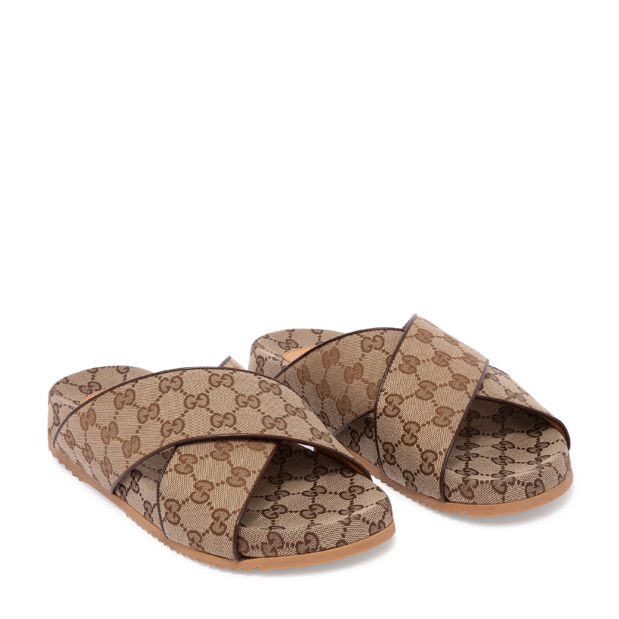 

GG canvas criss-cross sandals, Brown