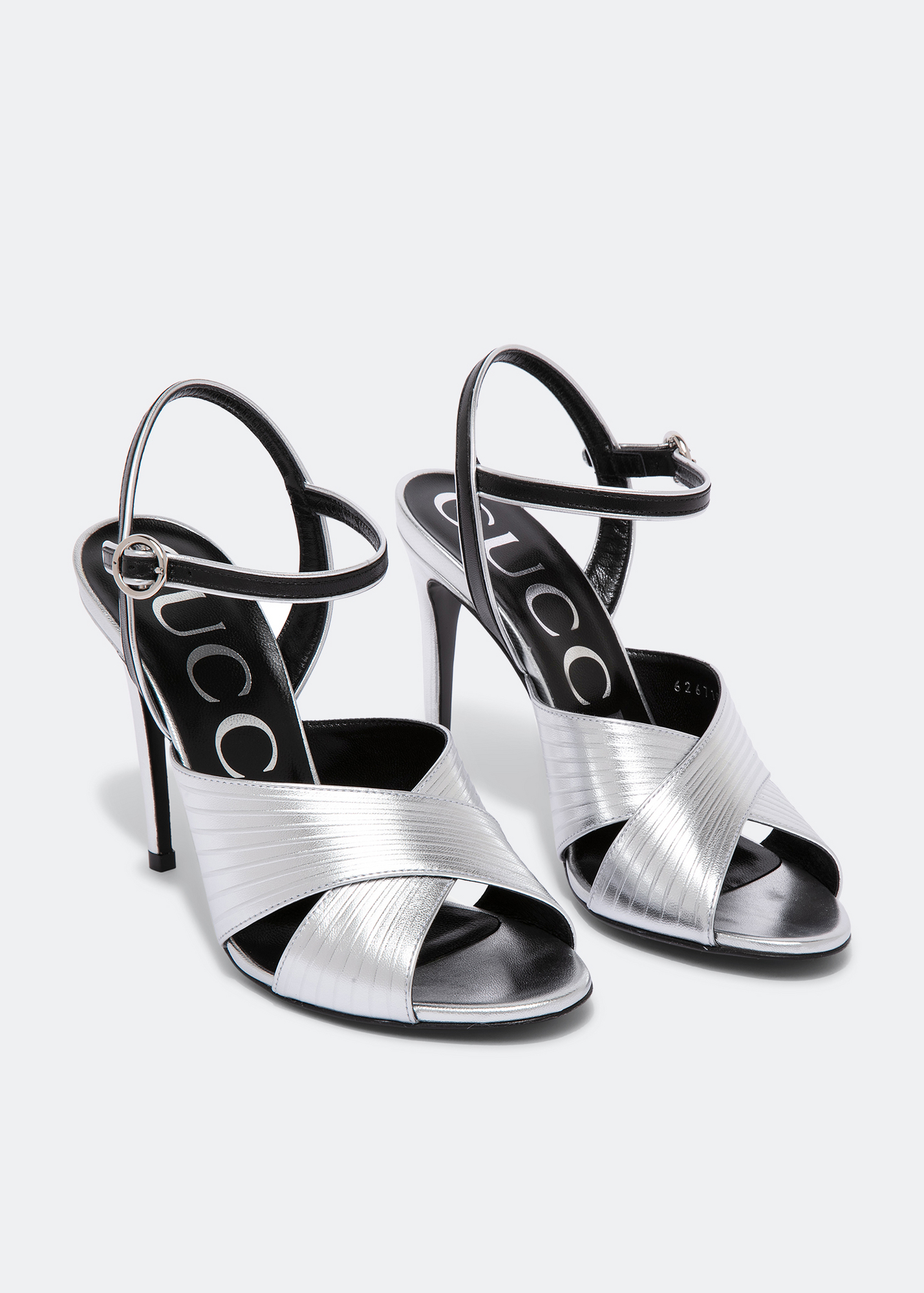 

Leather criss cross sandals, Silver