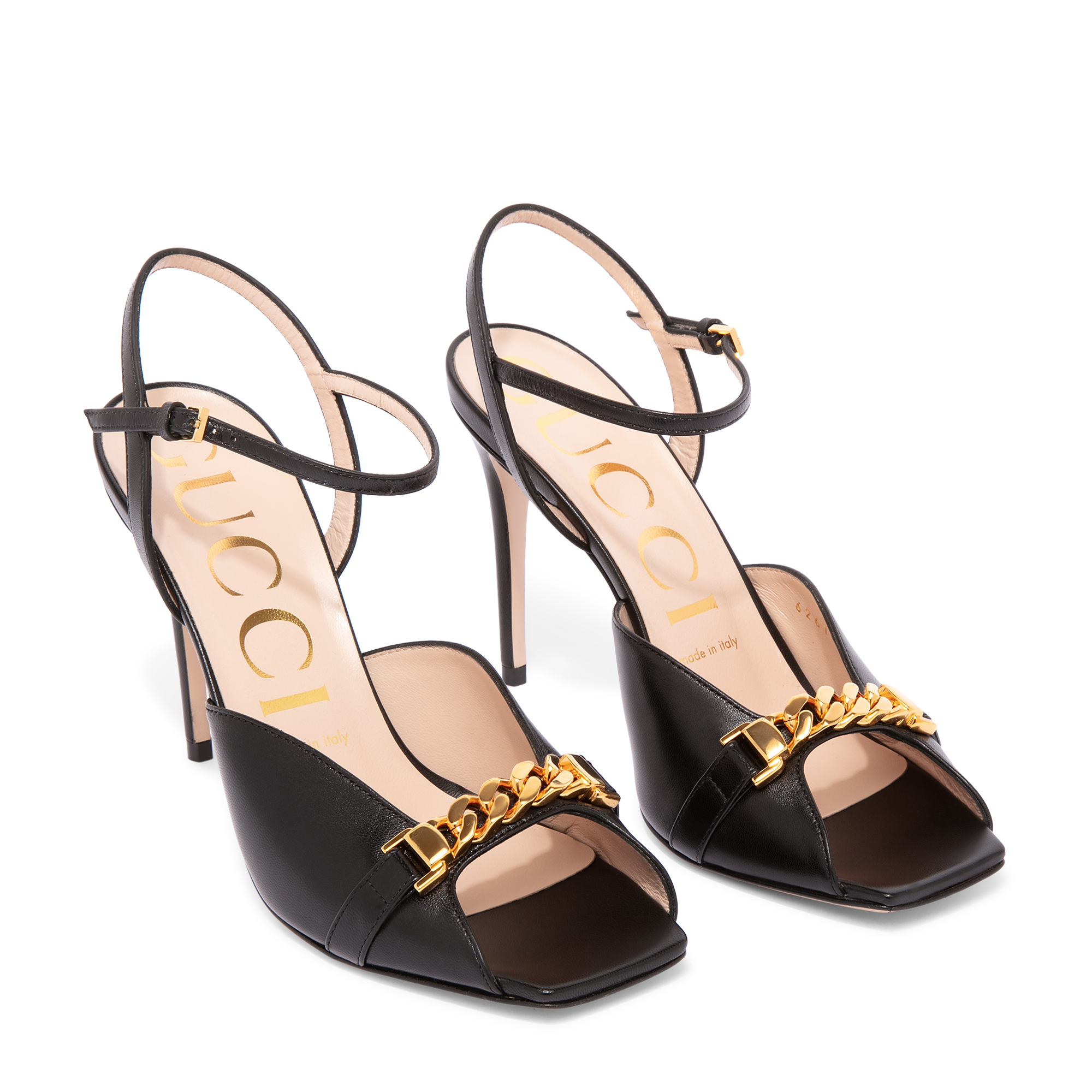

Sylvie chain leather sandals, Black