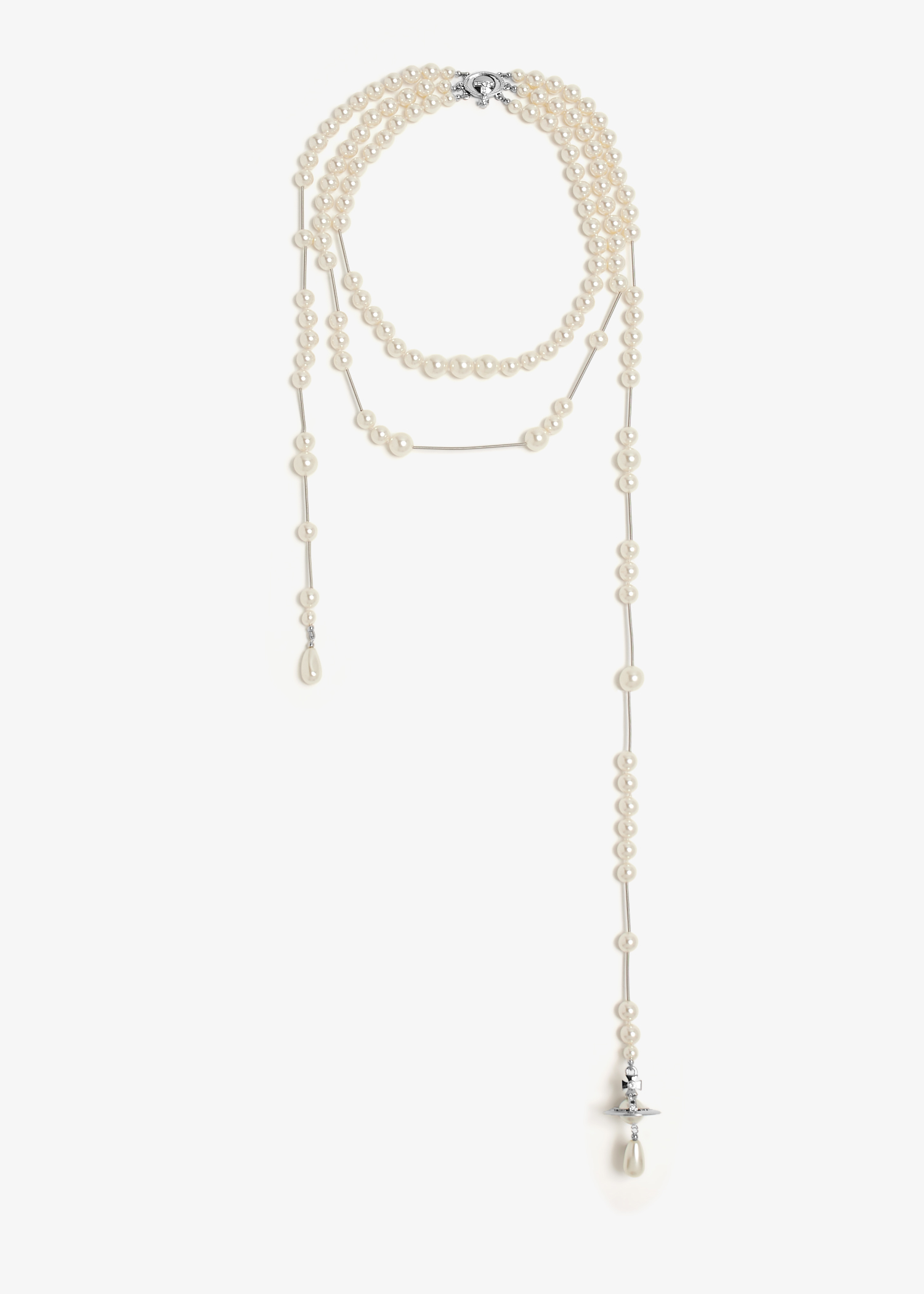 

Broken pearl necklace, White