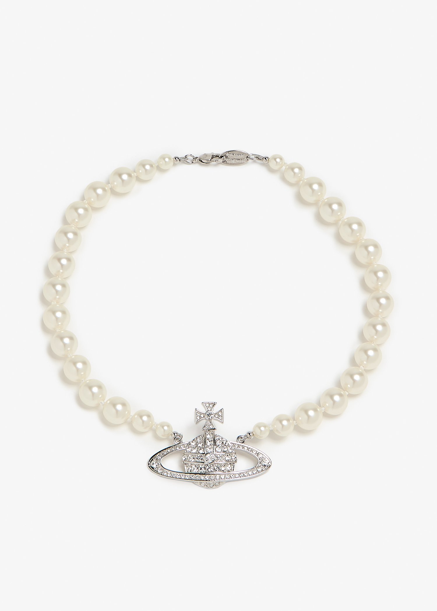 

One row pearl bas relief choker, White