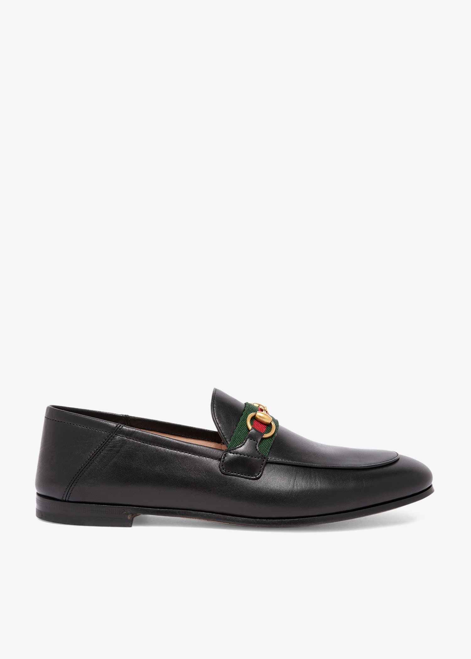 

Web leather loafers, Black