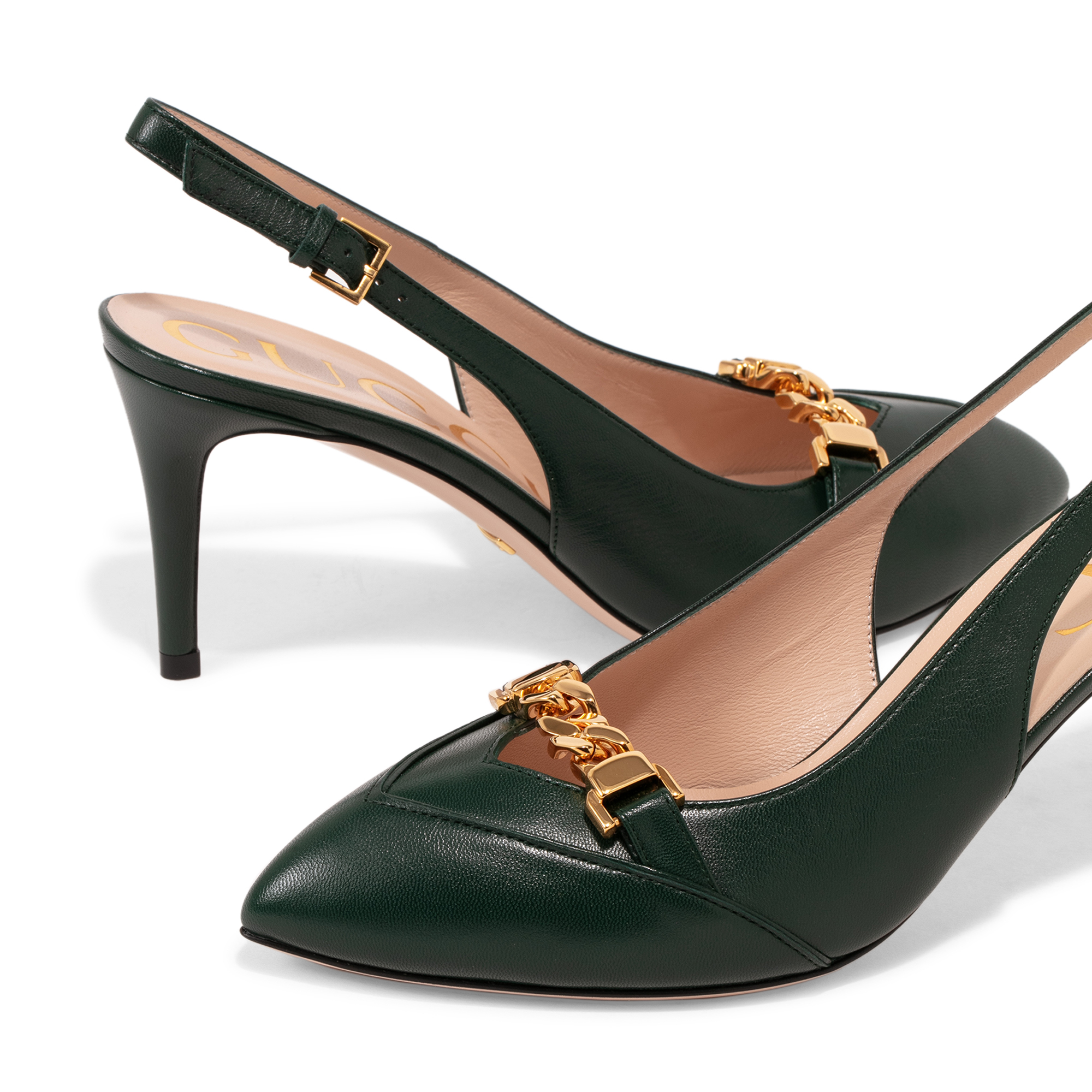 

Leather slingback pumps, Green