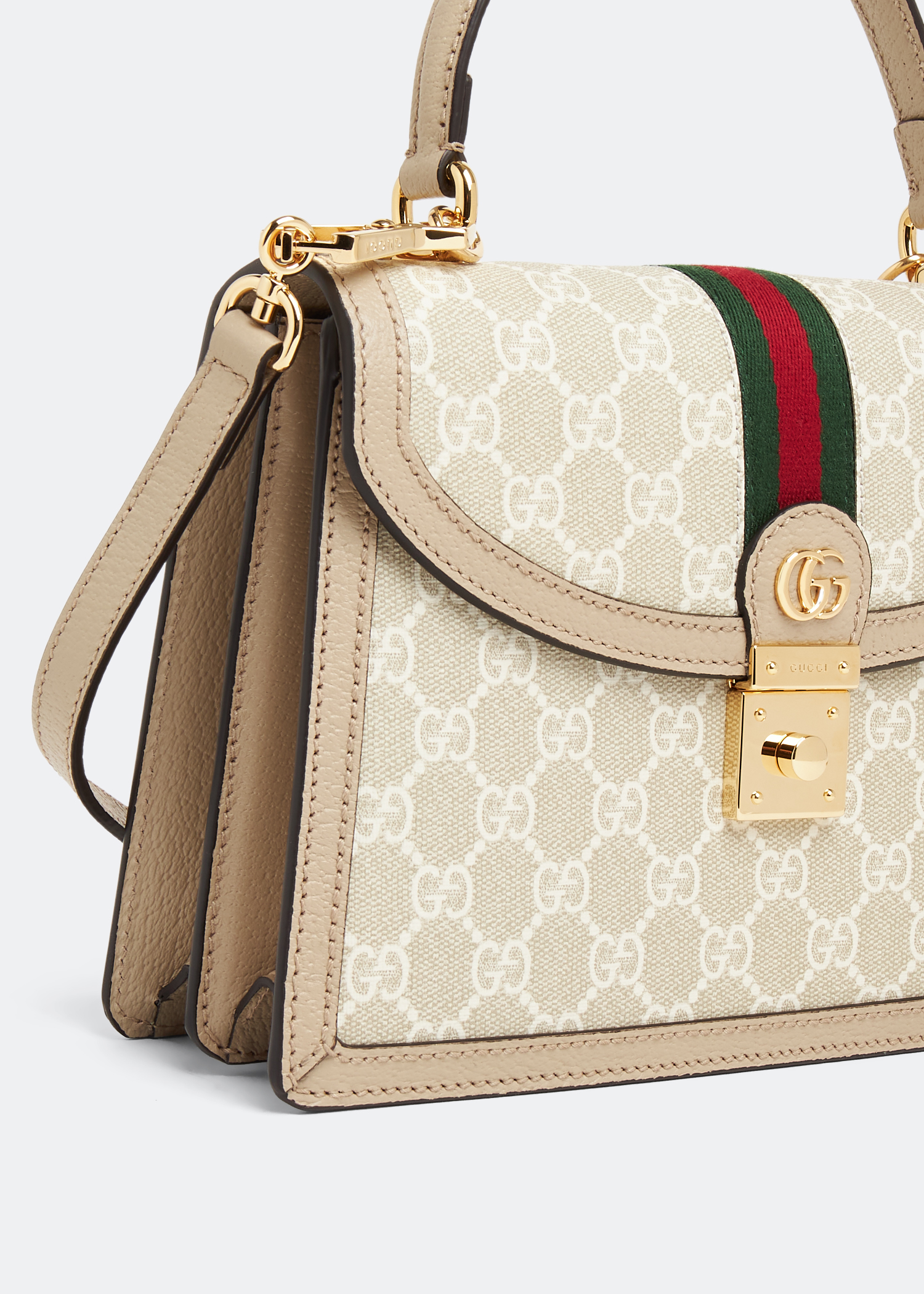 

Ophidia small top handle bag, Beige