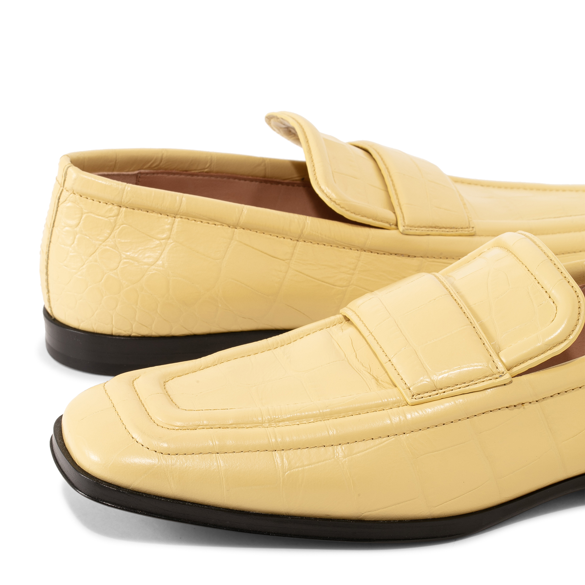 

Alligator print leather loafers, Yellow