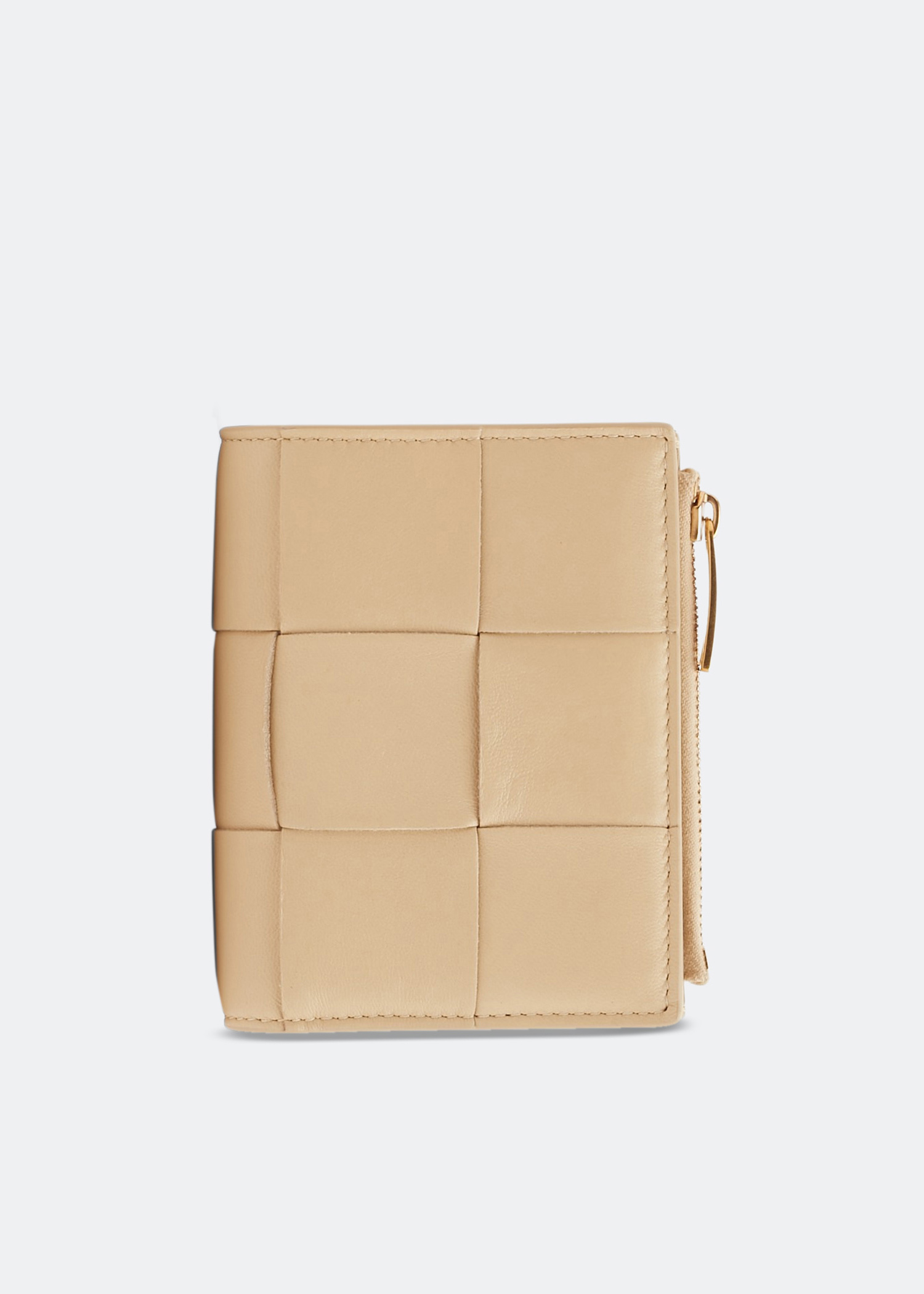 

Bi-Fold mini zip wallet, Beige