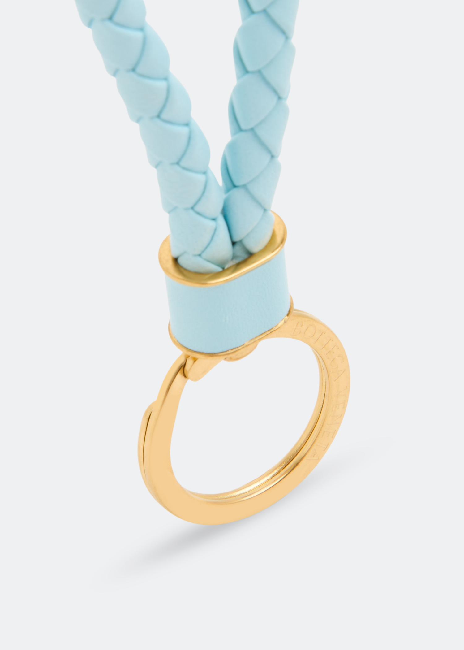 

Intrecciato-woven leather keyring, Blue