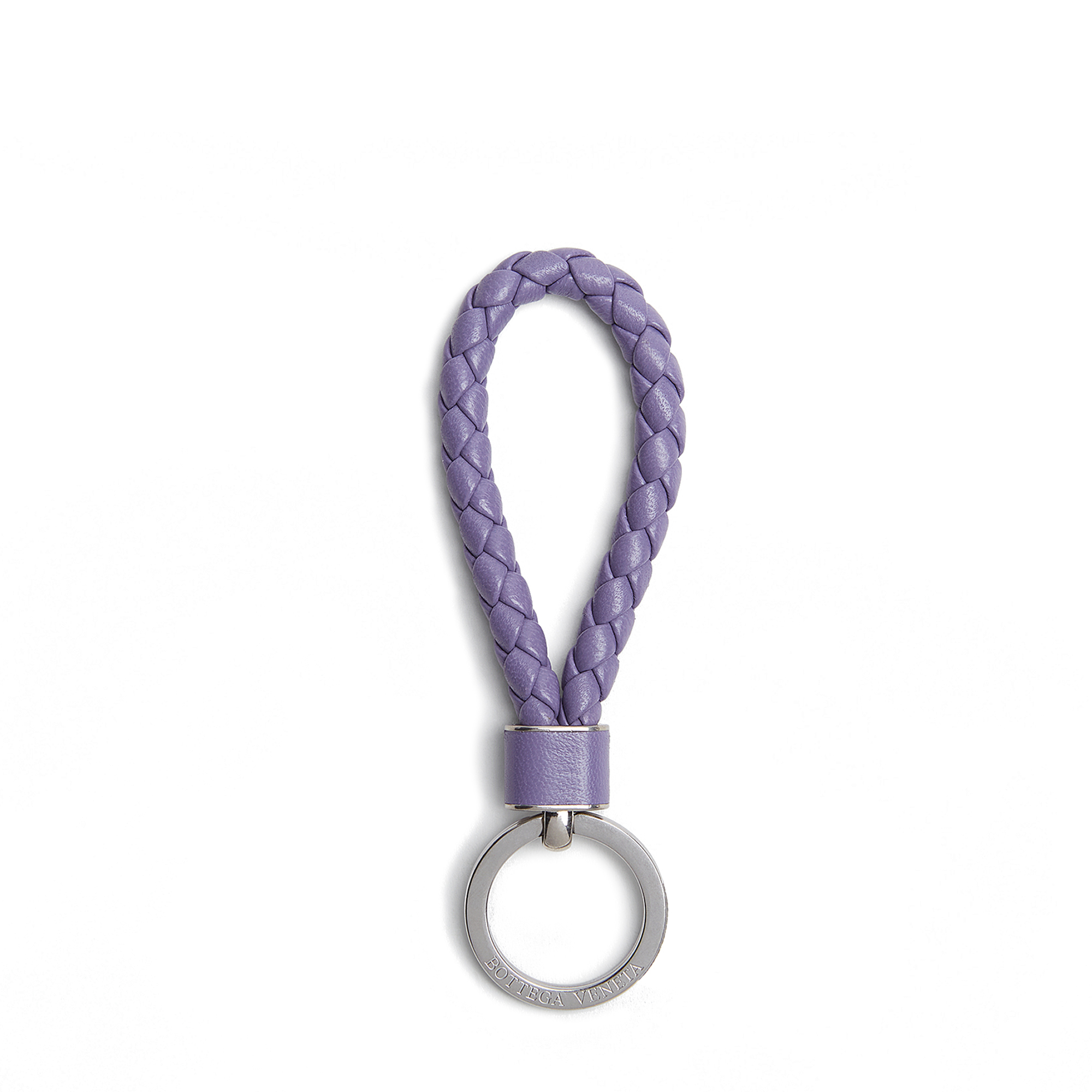 

Intrecciato-woven leather keyring, Purple