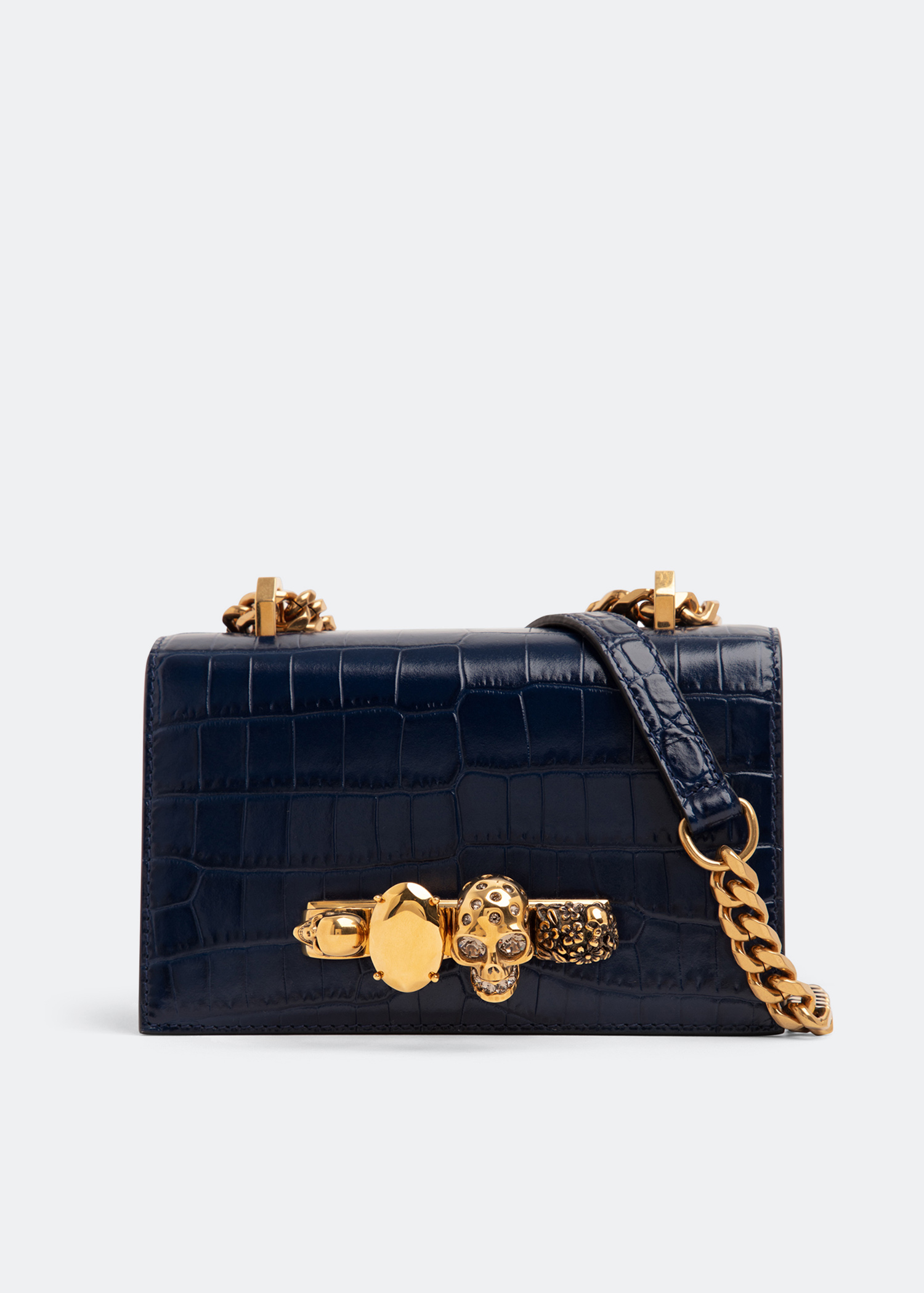 

Mini jewelled satchel, Blue