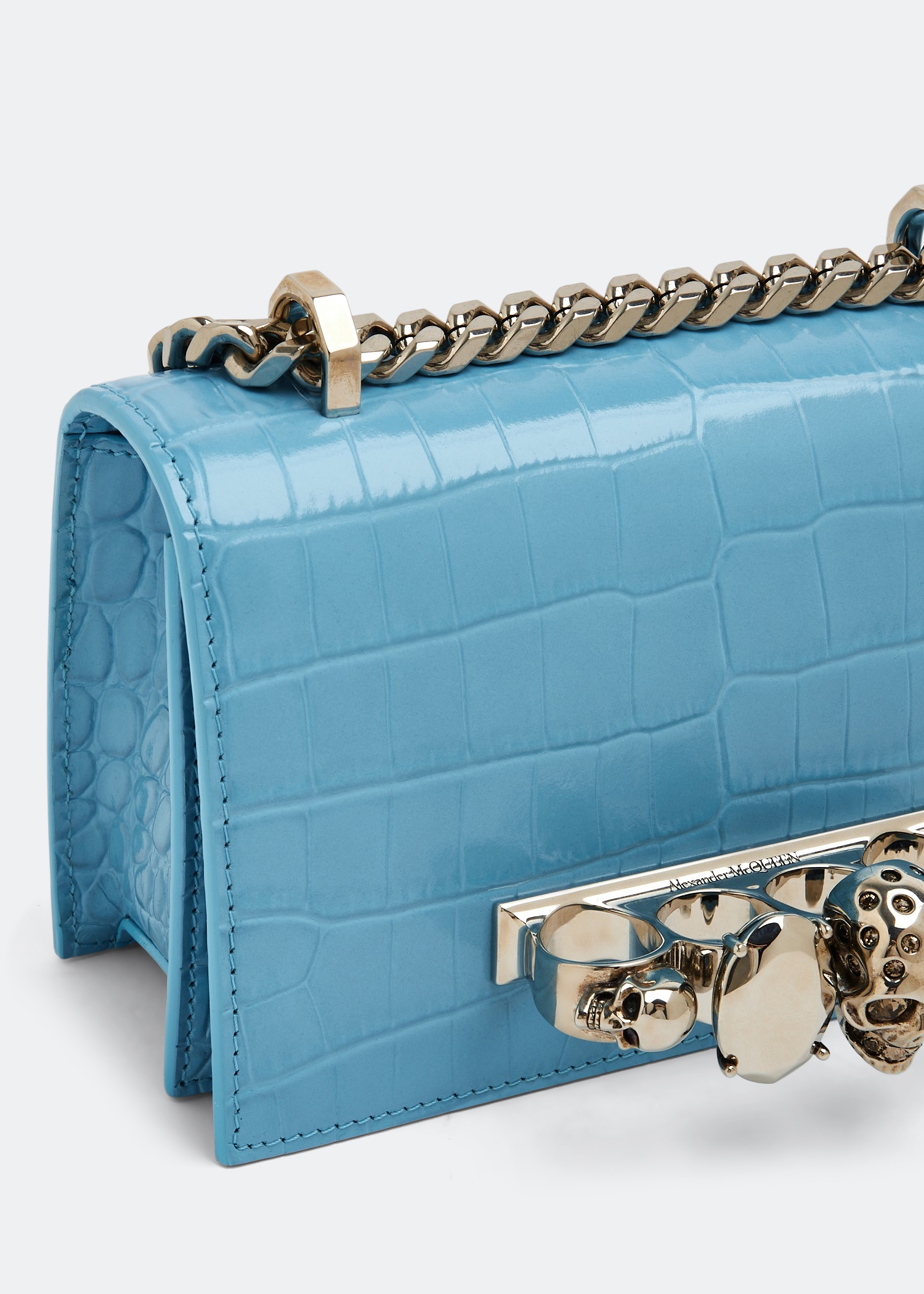 

Mini jewelled satchel, Blue