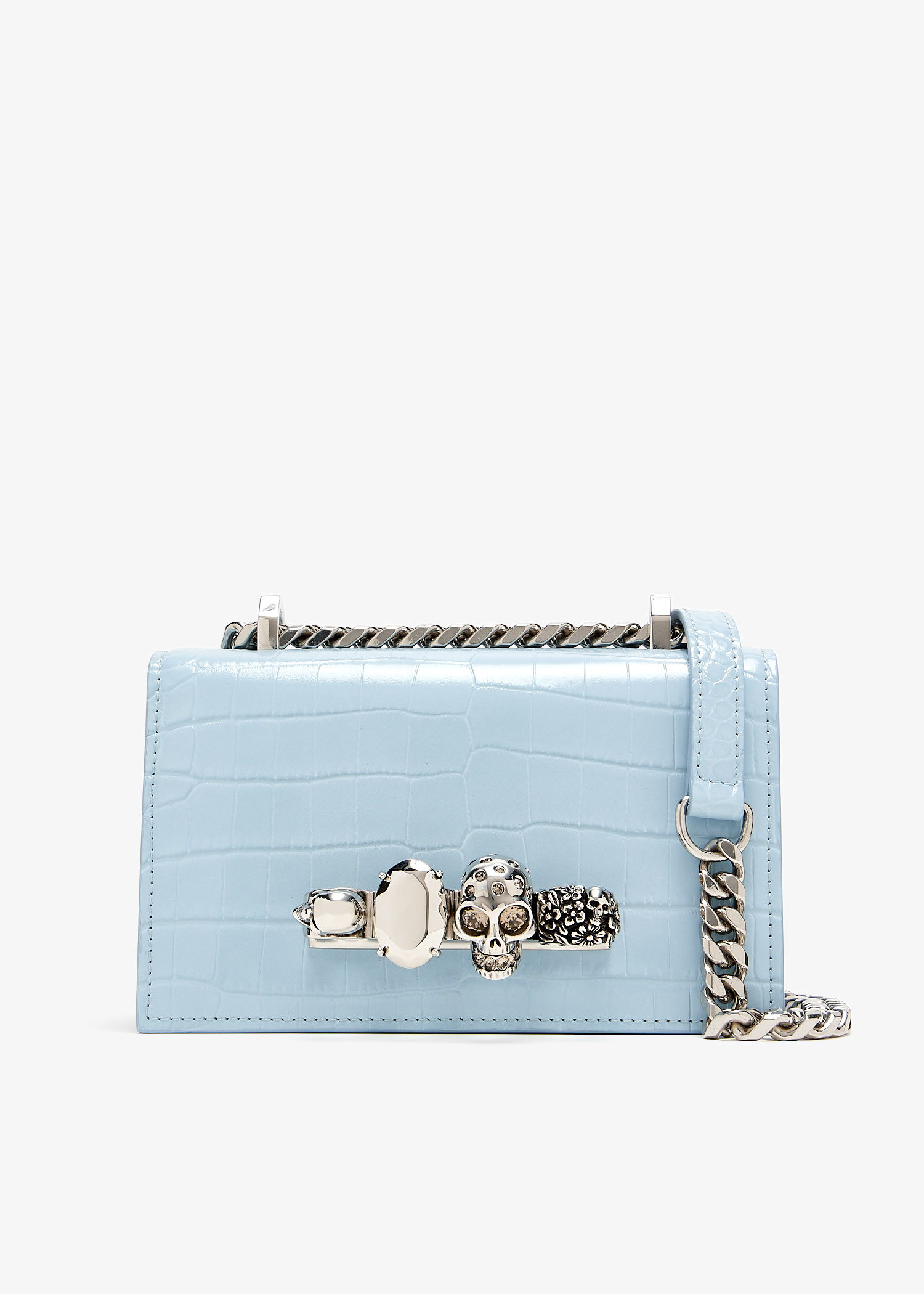 

Mini jewelled satchel, Blue
