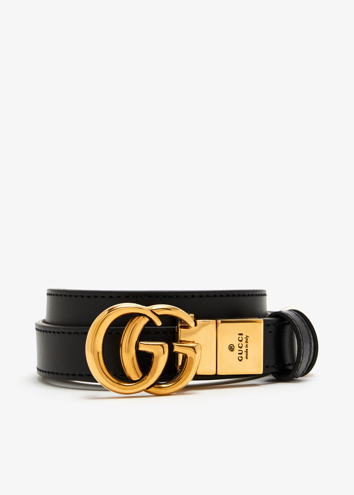 

GG Marmont reversible thin belt, Cream