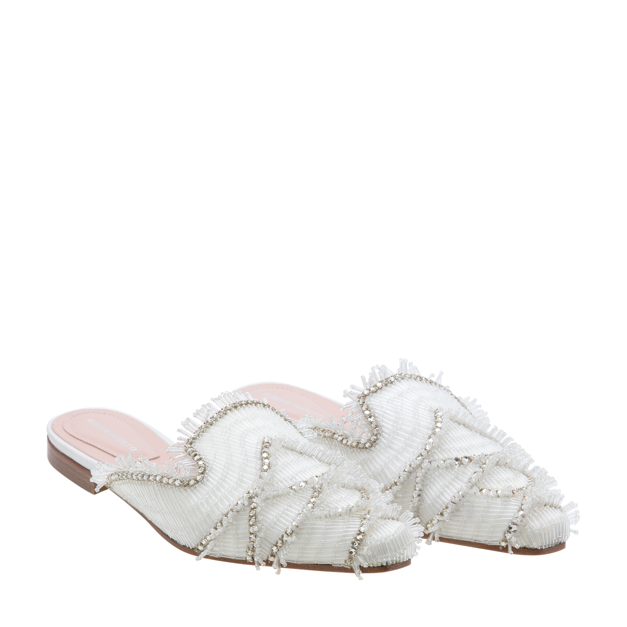 

Sequin embellished flat mules, White