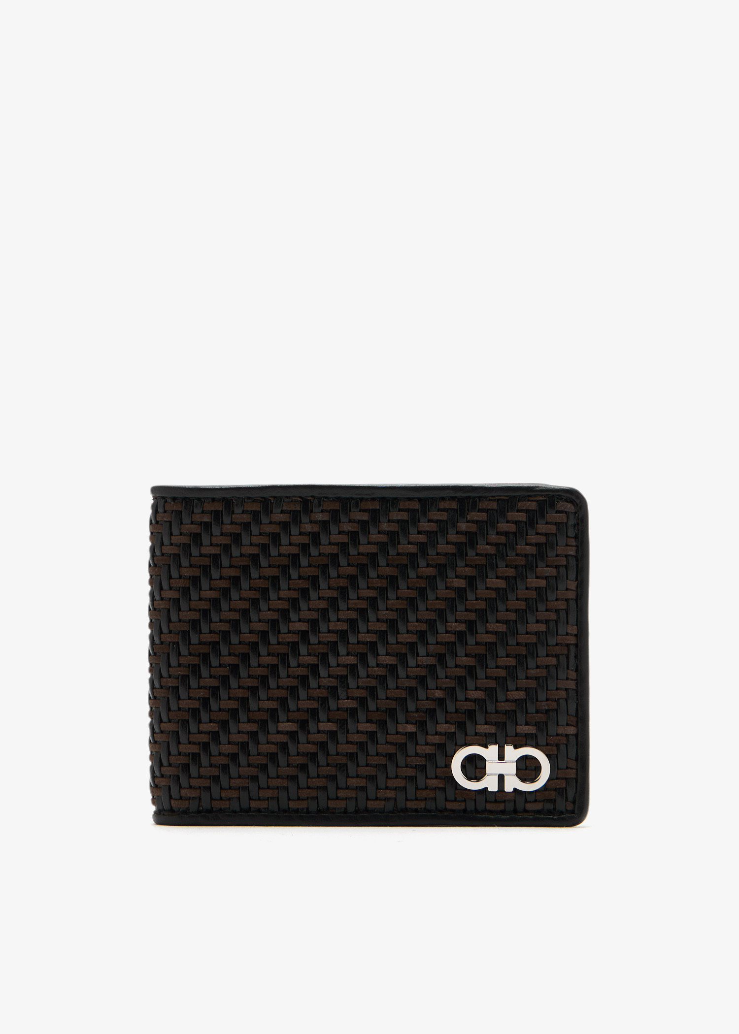 

Gancio woven leather wallet, Black