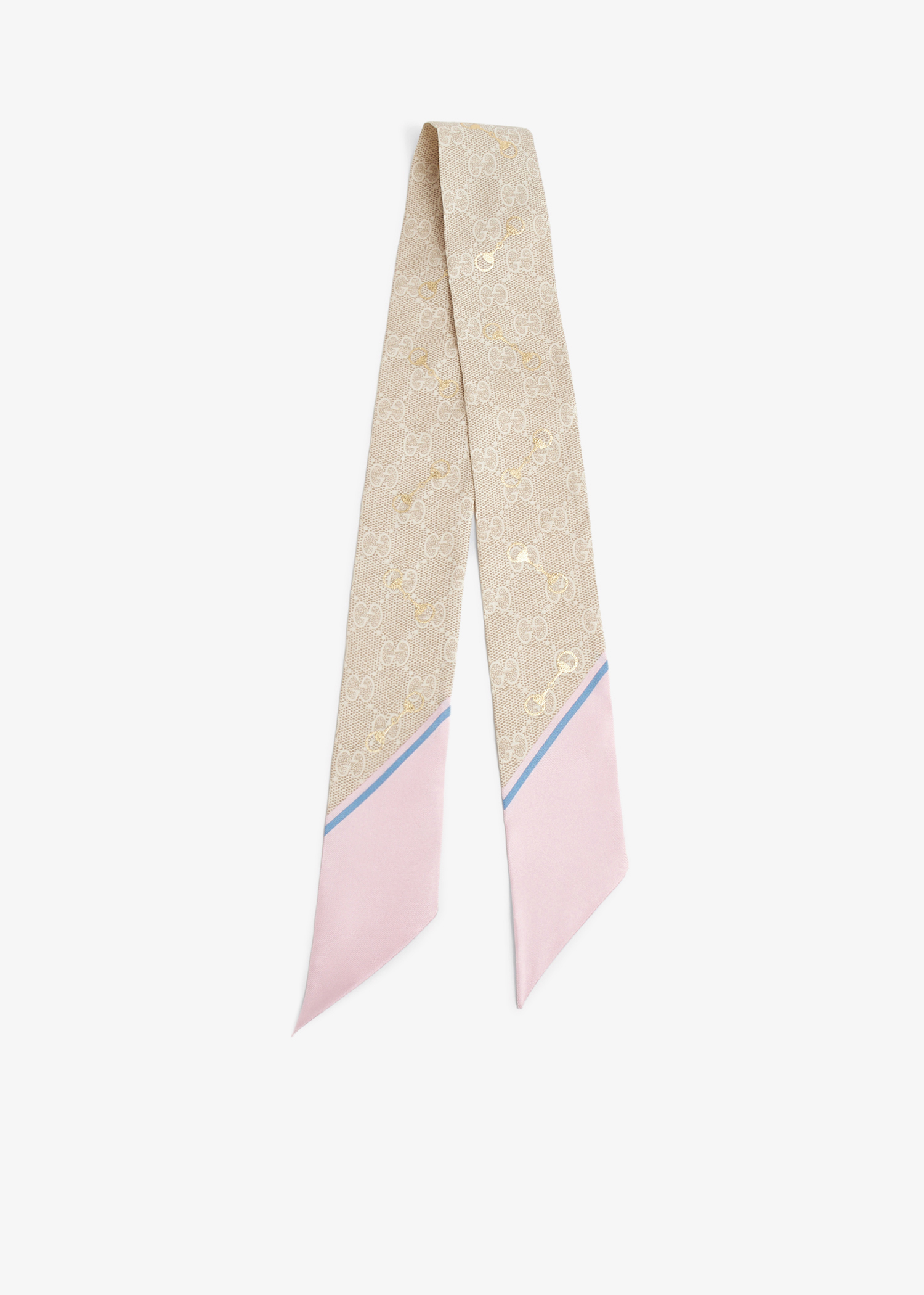 GG Horsebit silk neck bow, Beige