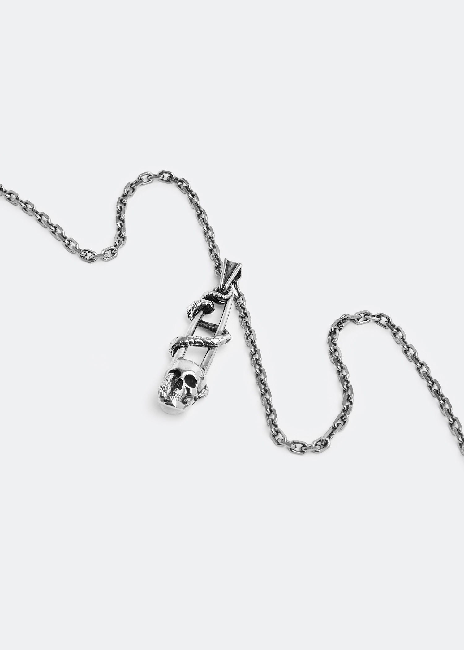 

Skull Safety Pin necklace, Silver
