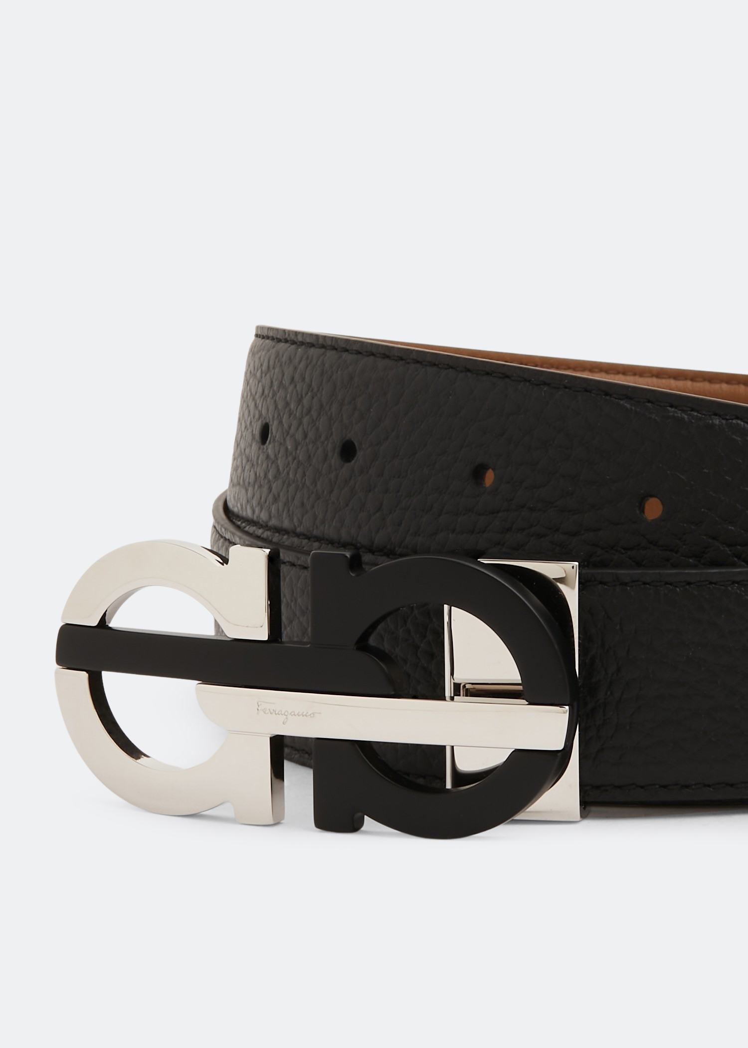 

Reversible Gancini belt, Brown